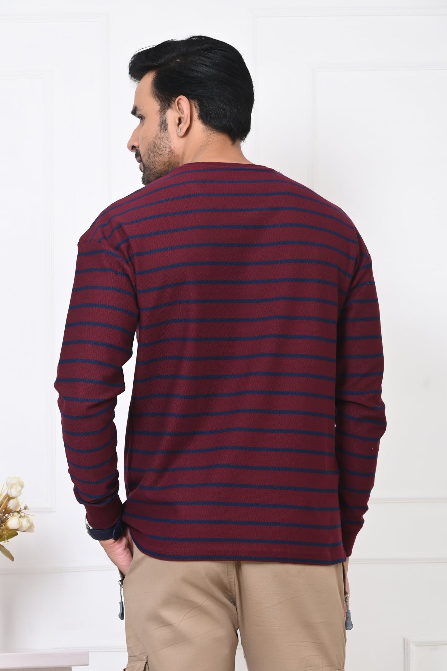 Arbour Men Round Neck Stripes Full Sleeves T-Shirt