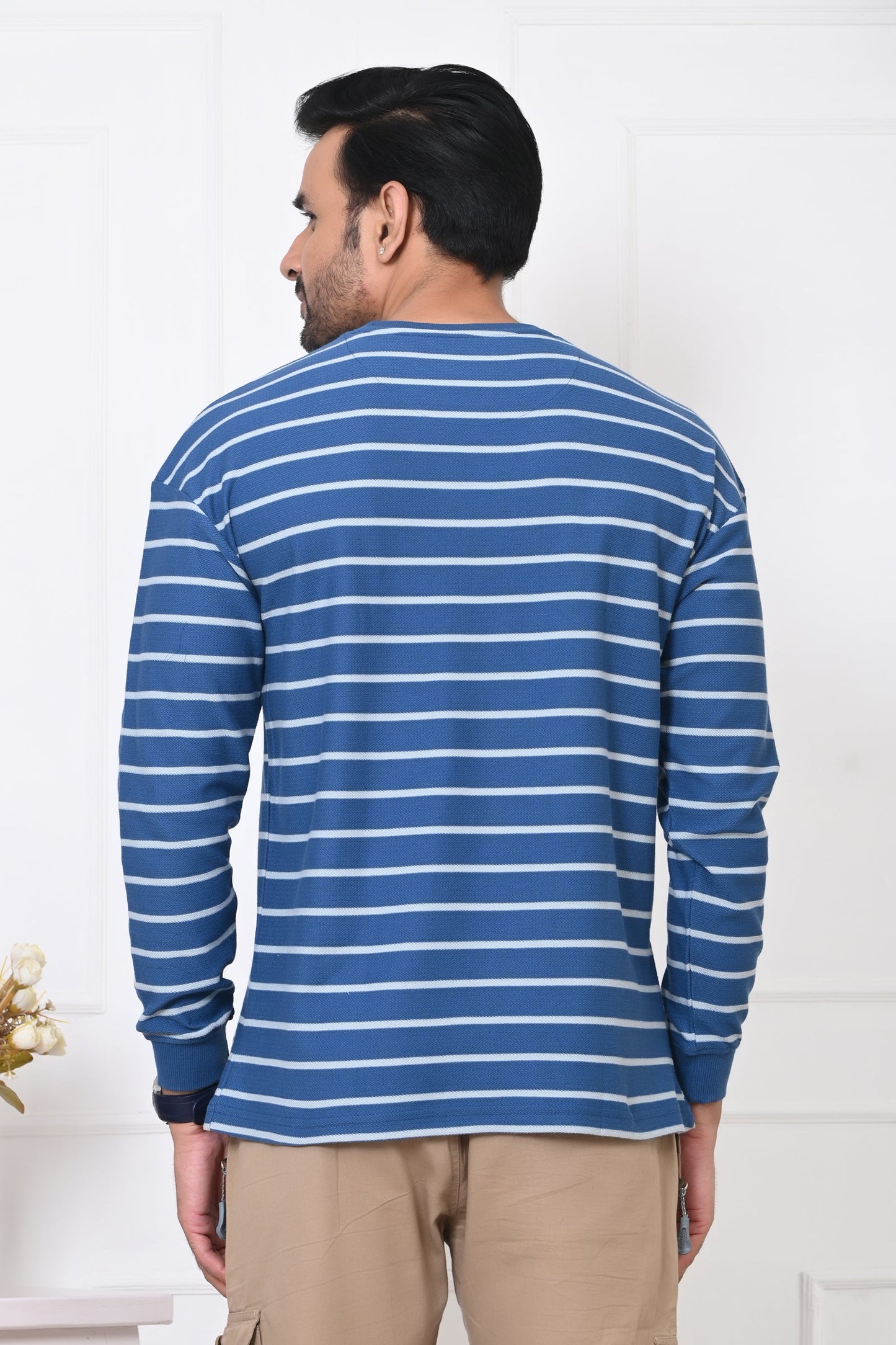 Arbour Men Round Neck Stripes Full Sleeves T-Shirt