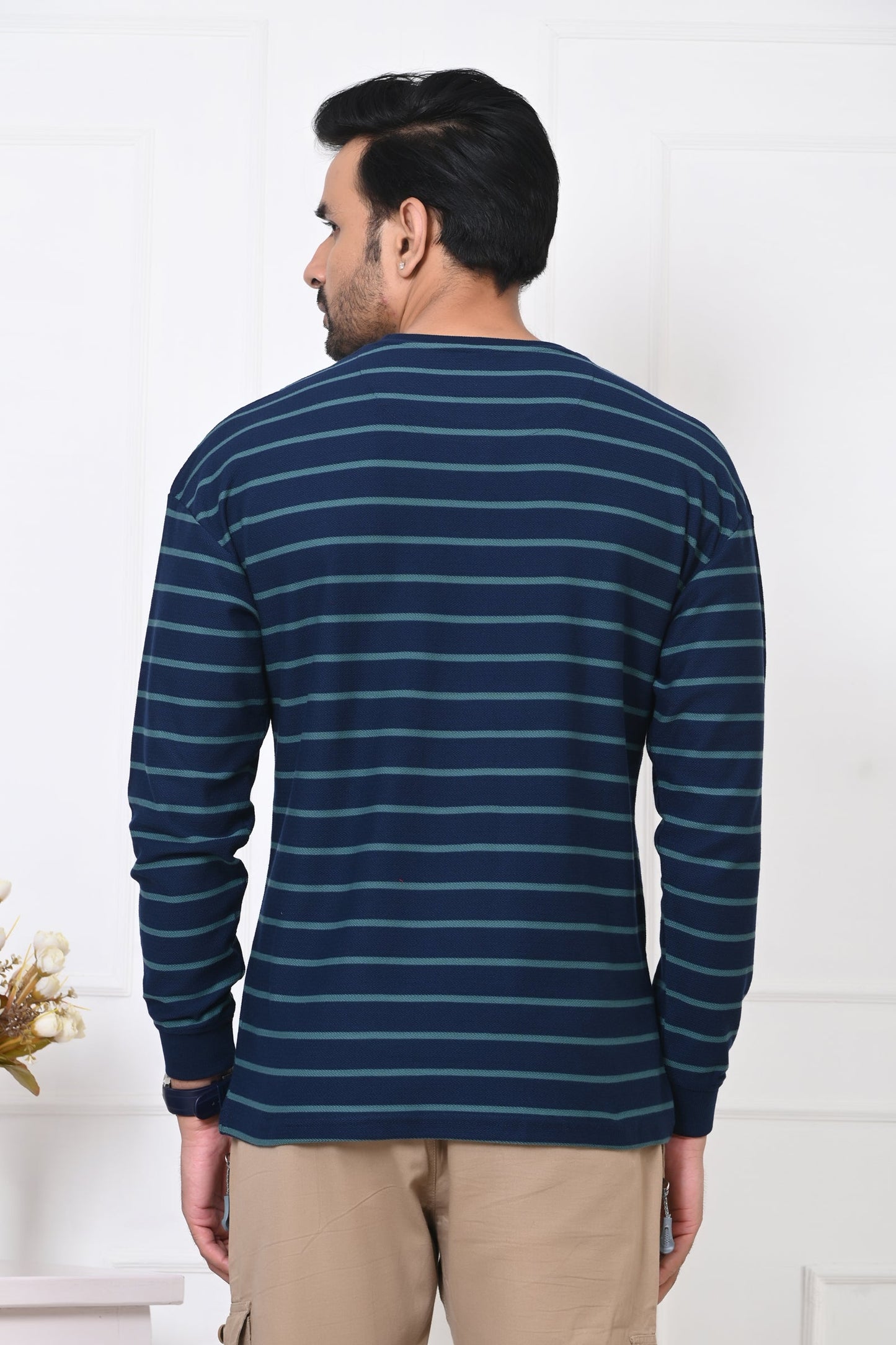 Arbour Men Round Neck Stripes Full Sleeves T-Shirt