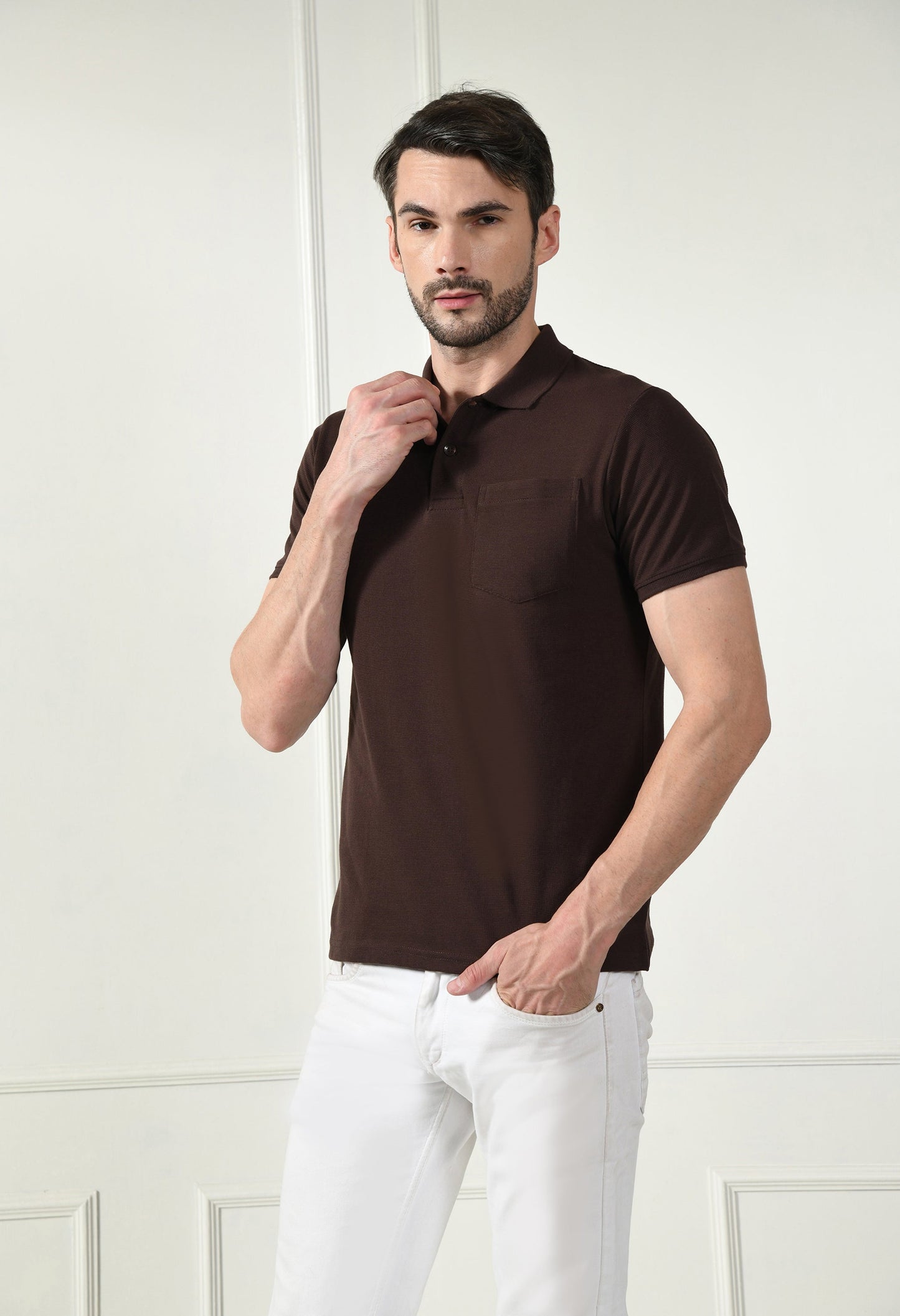 Arbour Men Polo Neck Pocket Half Sleeves T-Shirt