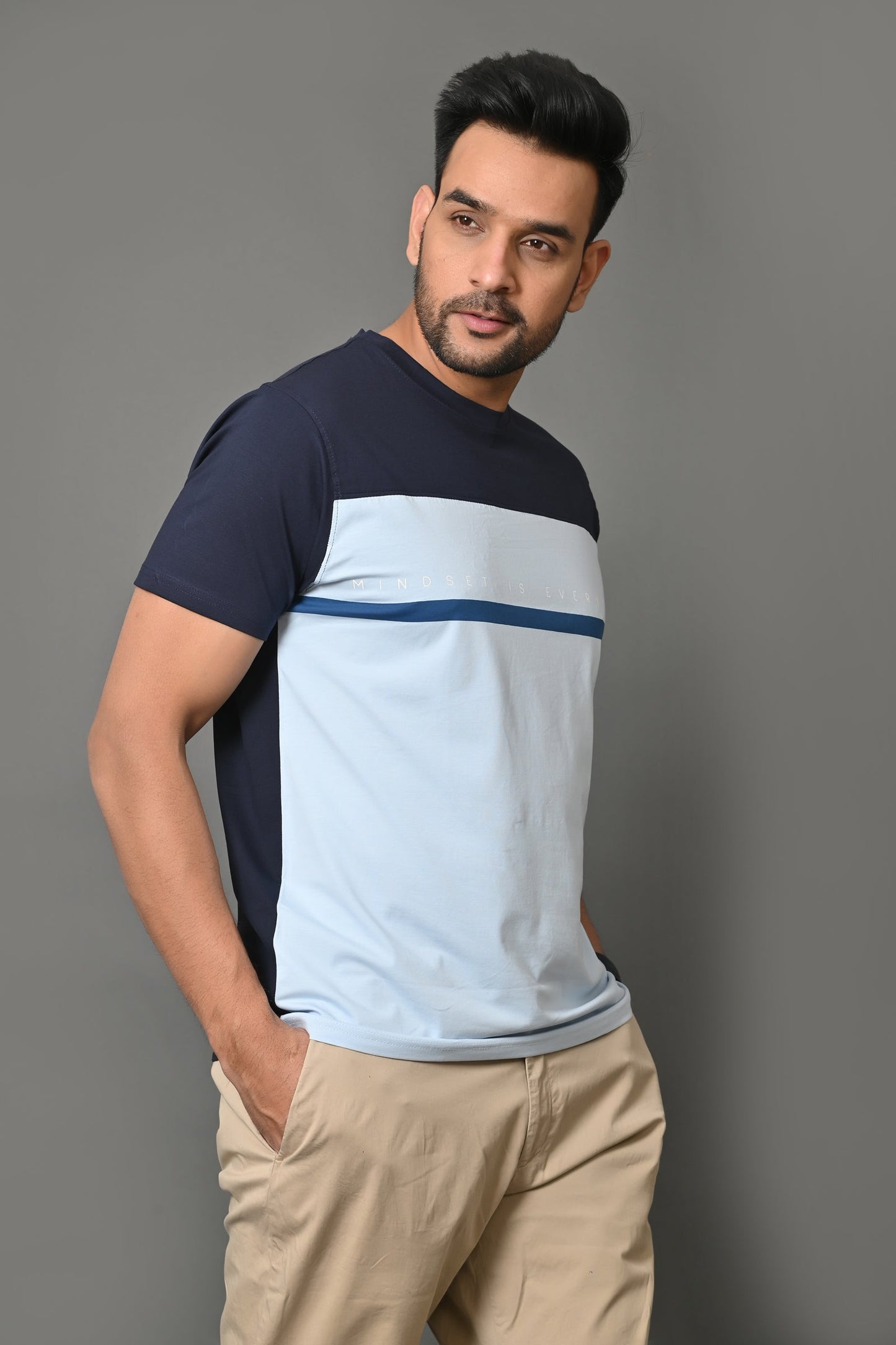 Arbour Men Round Neck Chest Print Half Sleeves T-shirt