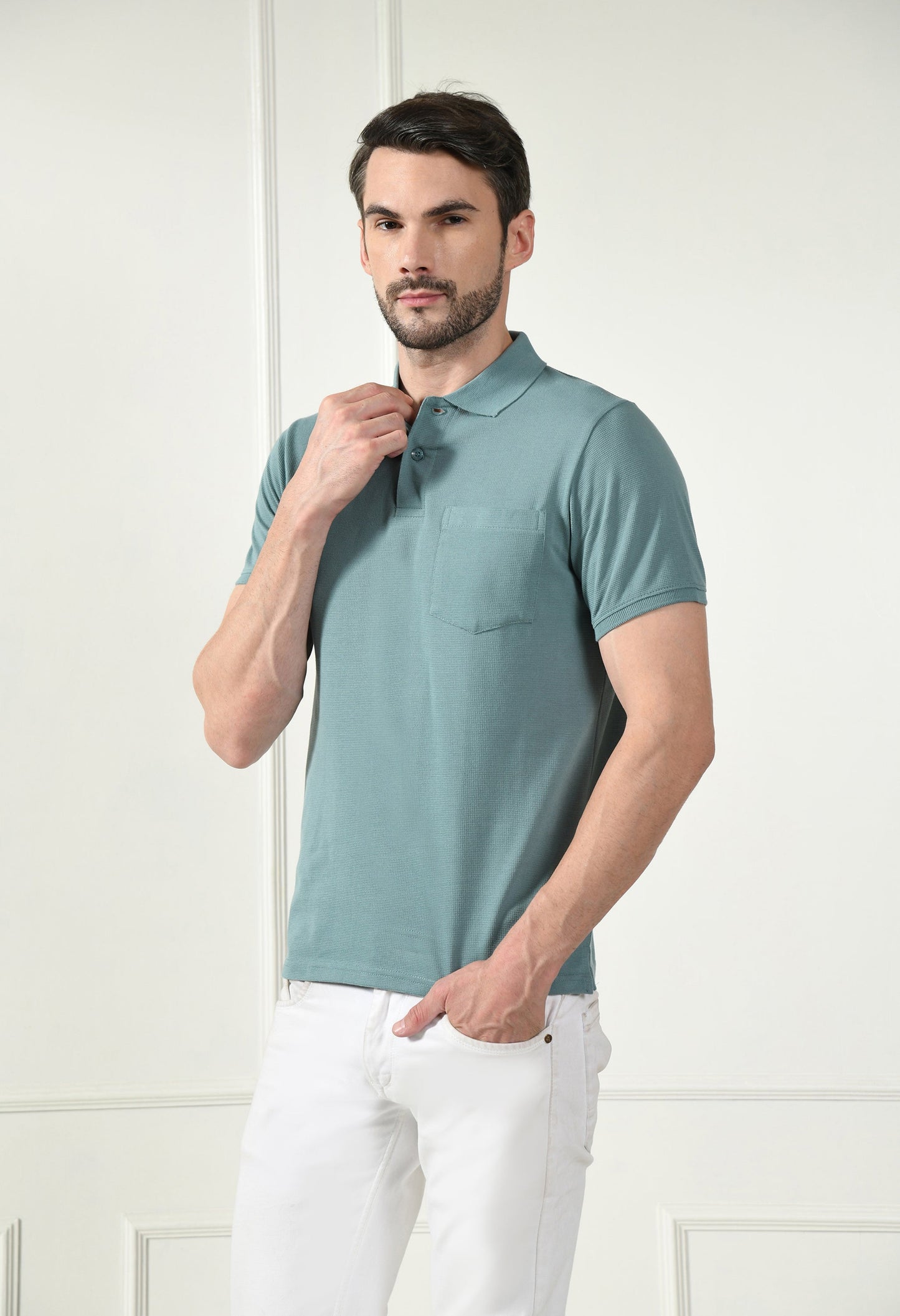 Arbour Men Polo Neck Pocket Half Sleeves T-Shirt