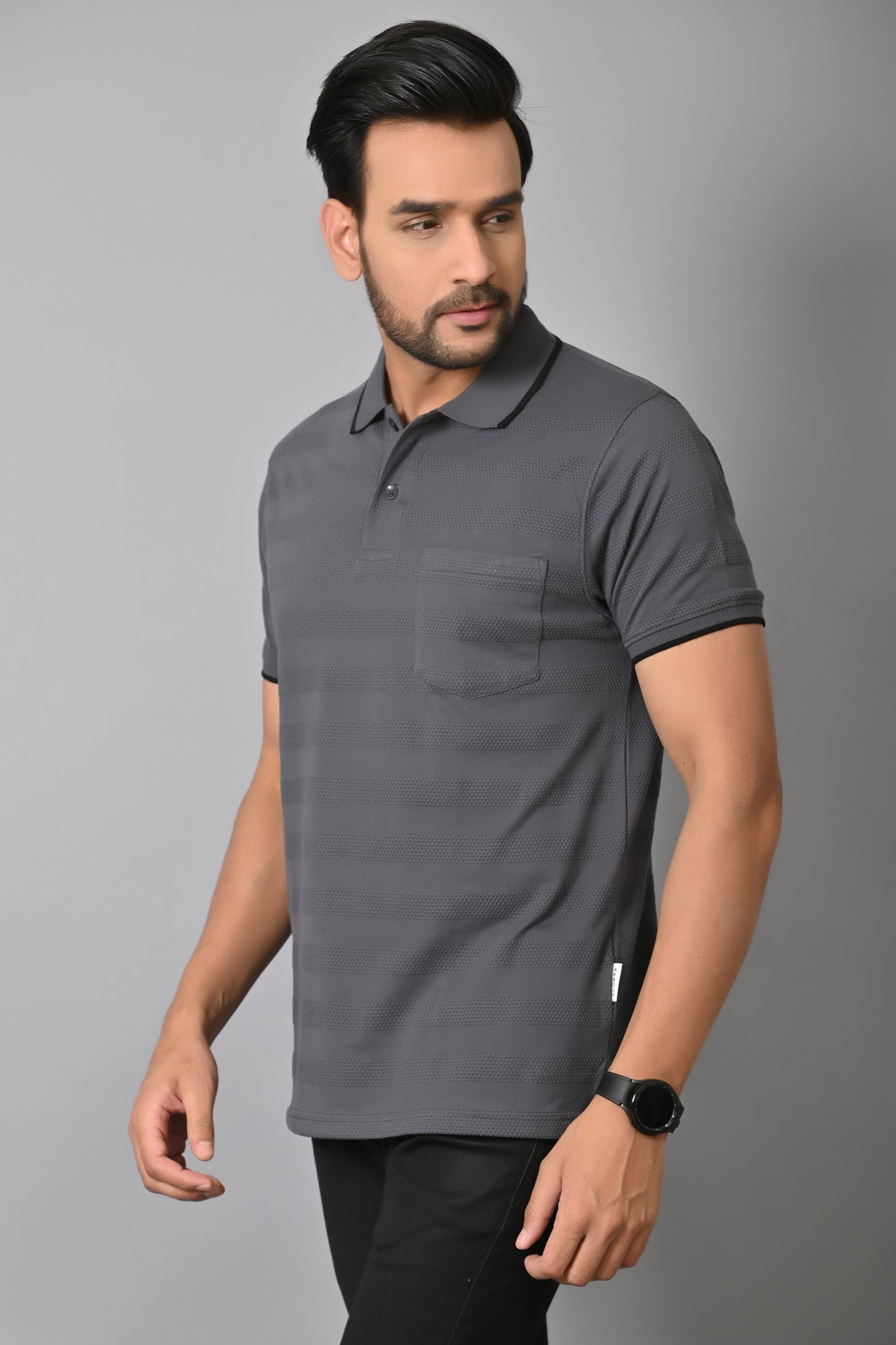 Arbour Men Polo Neck Half Sleeves Solid Casual T-Shirt