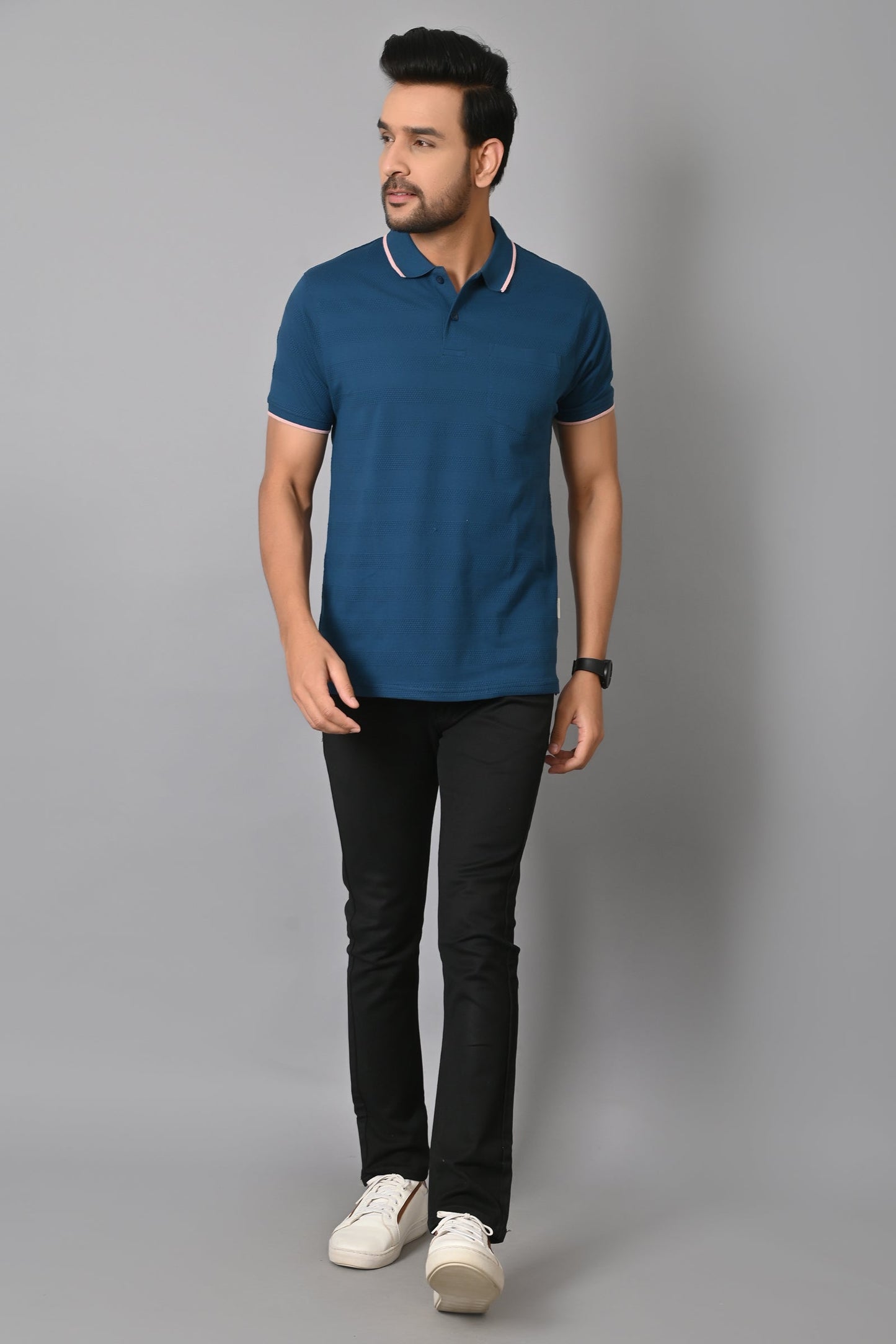 Arbour Men Polo Neck Half Sleeves Solid Casual T-Shirt