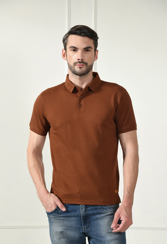 Arbour Men Polo Neck Solid Plain Half Sleeves T-Shirt