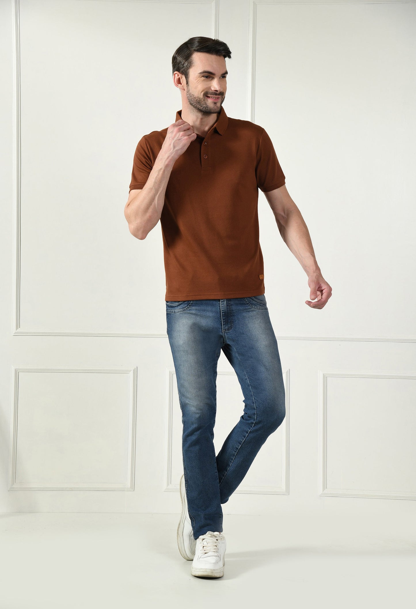 Arbour Men Polo Neck Solid Plain Half Sleeves T-Shirt