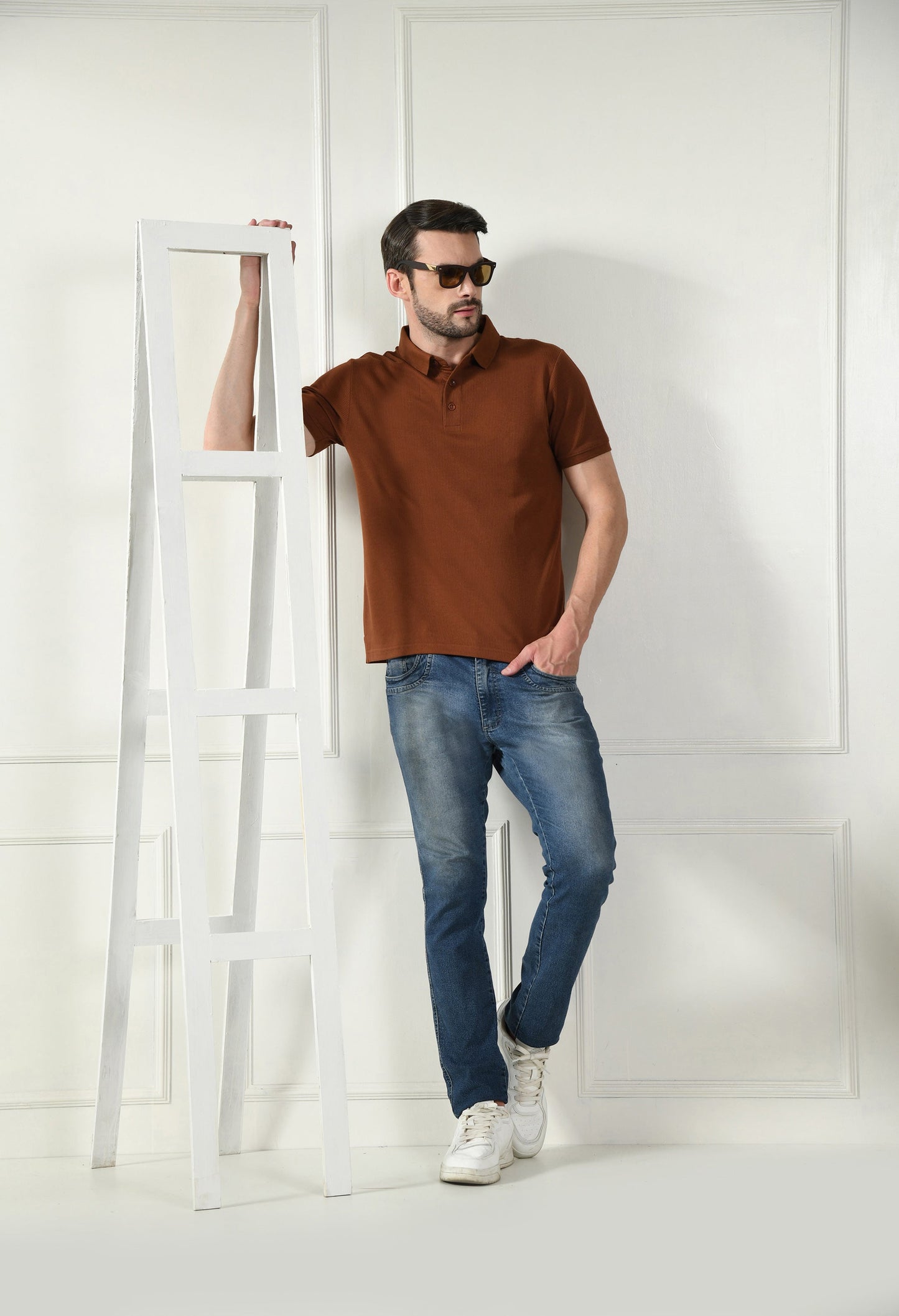 Arbour Men Polo Neck Solid Plain Half Sleeves T-Shirt