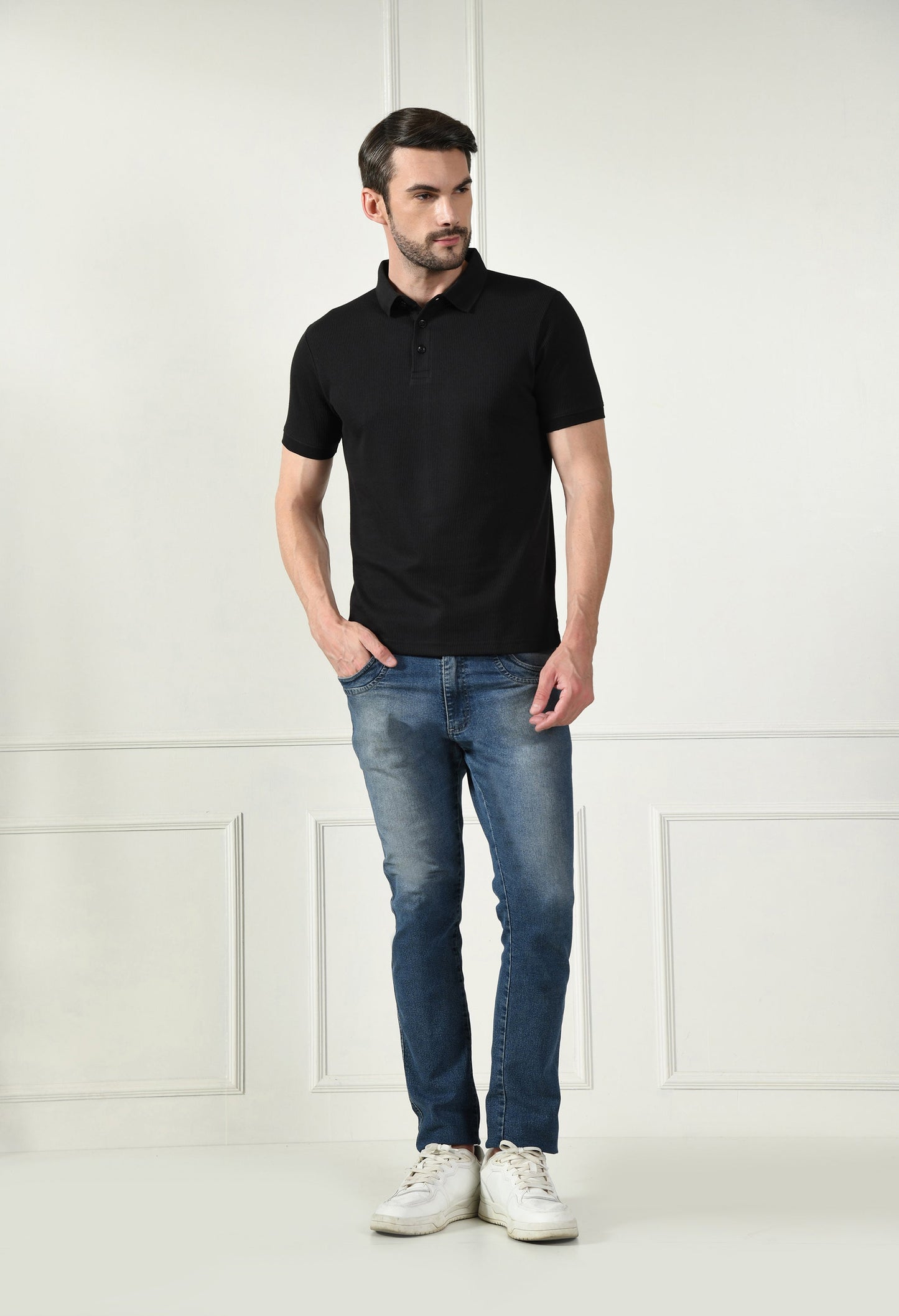 Arbour Men Polo Neck Solid Plain Half Sleeves T-Shirt