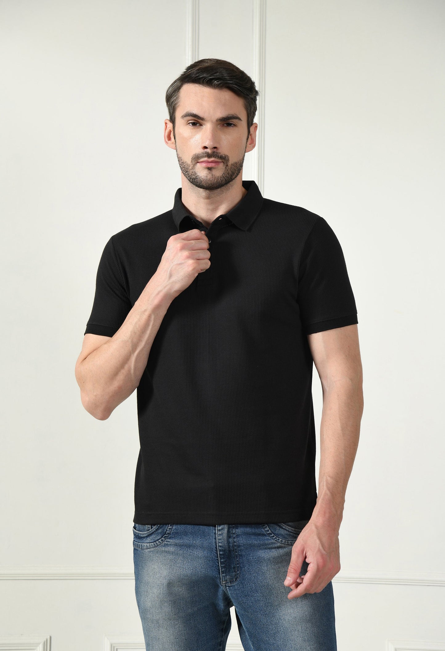 Arbour Men Polo Neck Solid Plain Half Sleeves T-Shirt