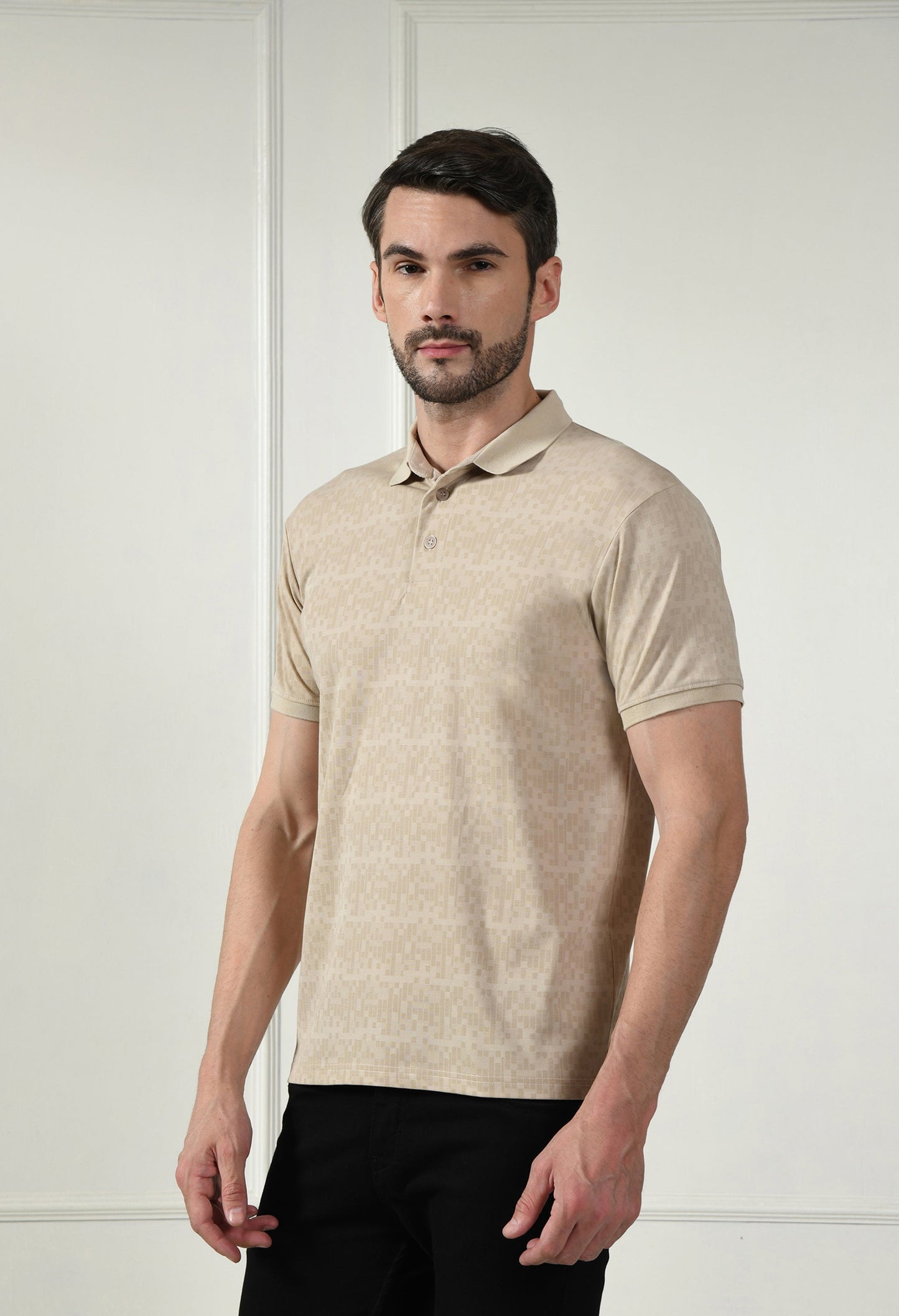 Arbour Men Polo Neck All Over Print Half Sleeves T-Shirt