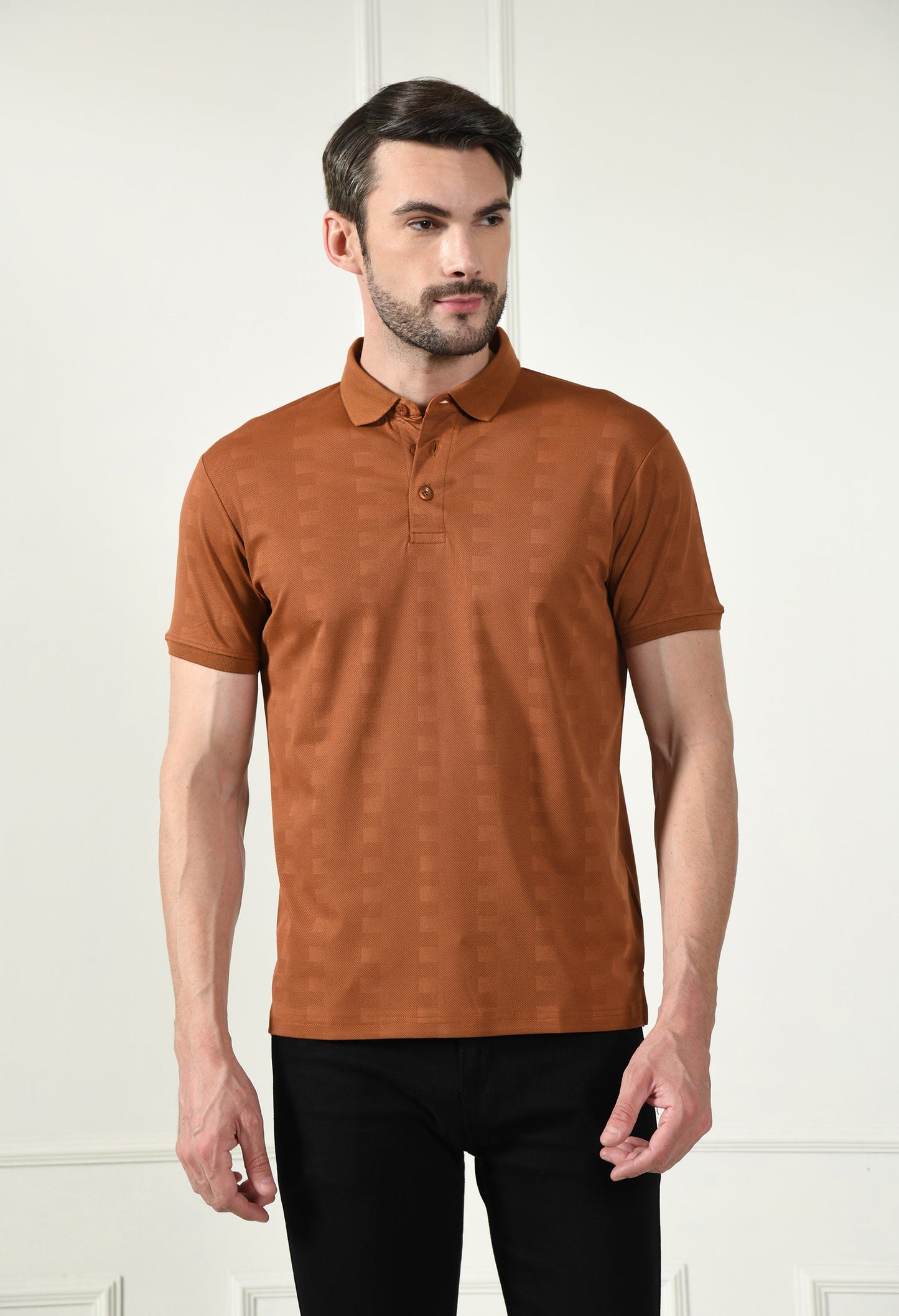 Arbour Men Polo Neck All Over Print Half Sleeves T-Shirt