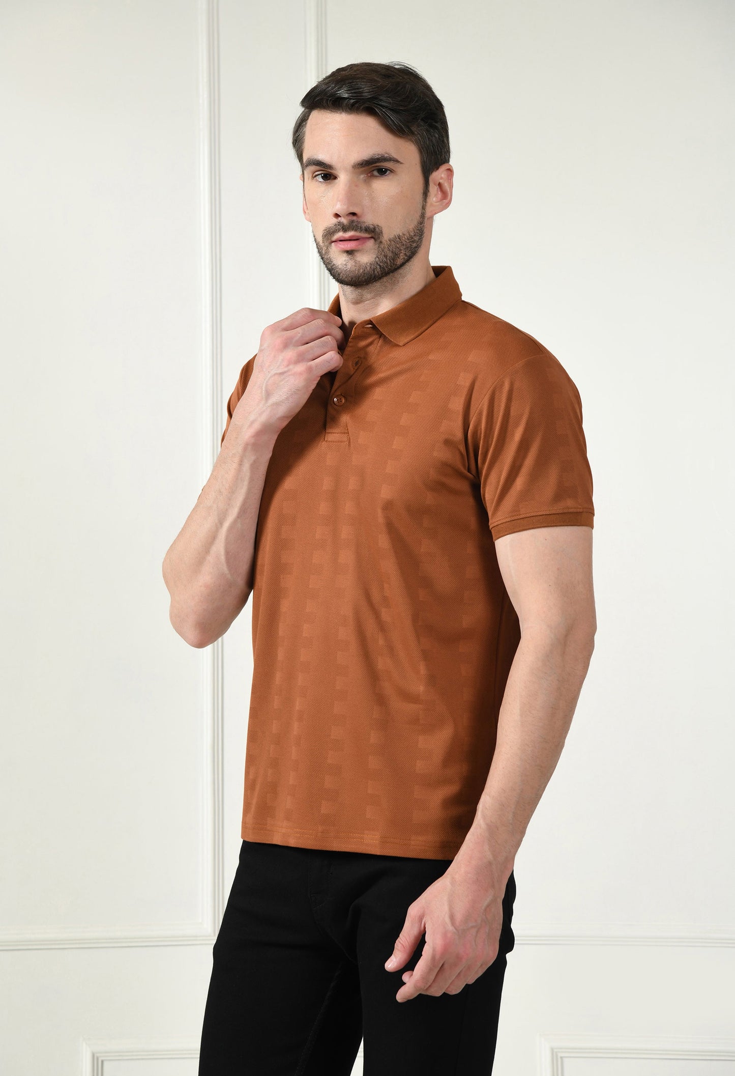 Arbour Men Polo Neck All Over Print Half Sleeves T-Shirt