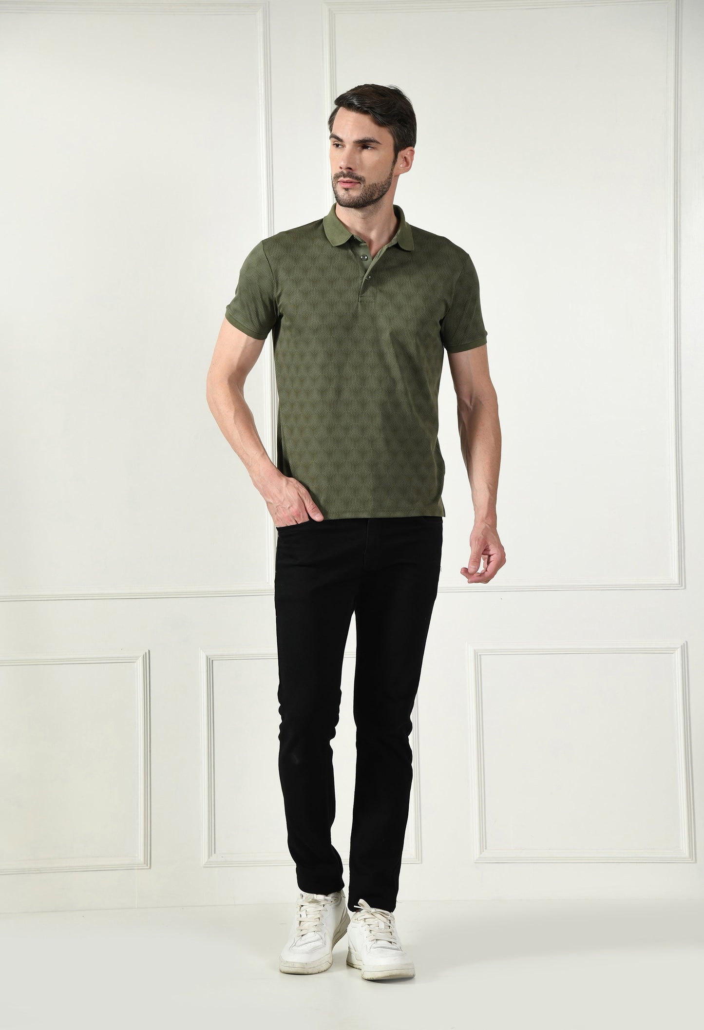 Arbour Men Polo Neck All Over Print Half Sleeves T-Shirt