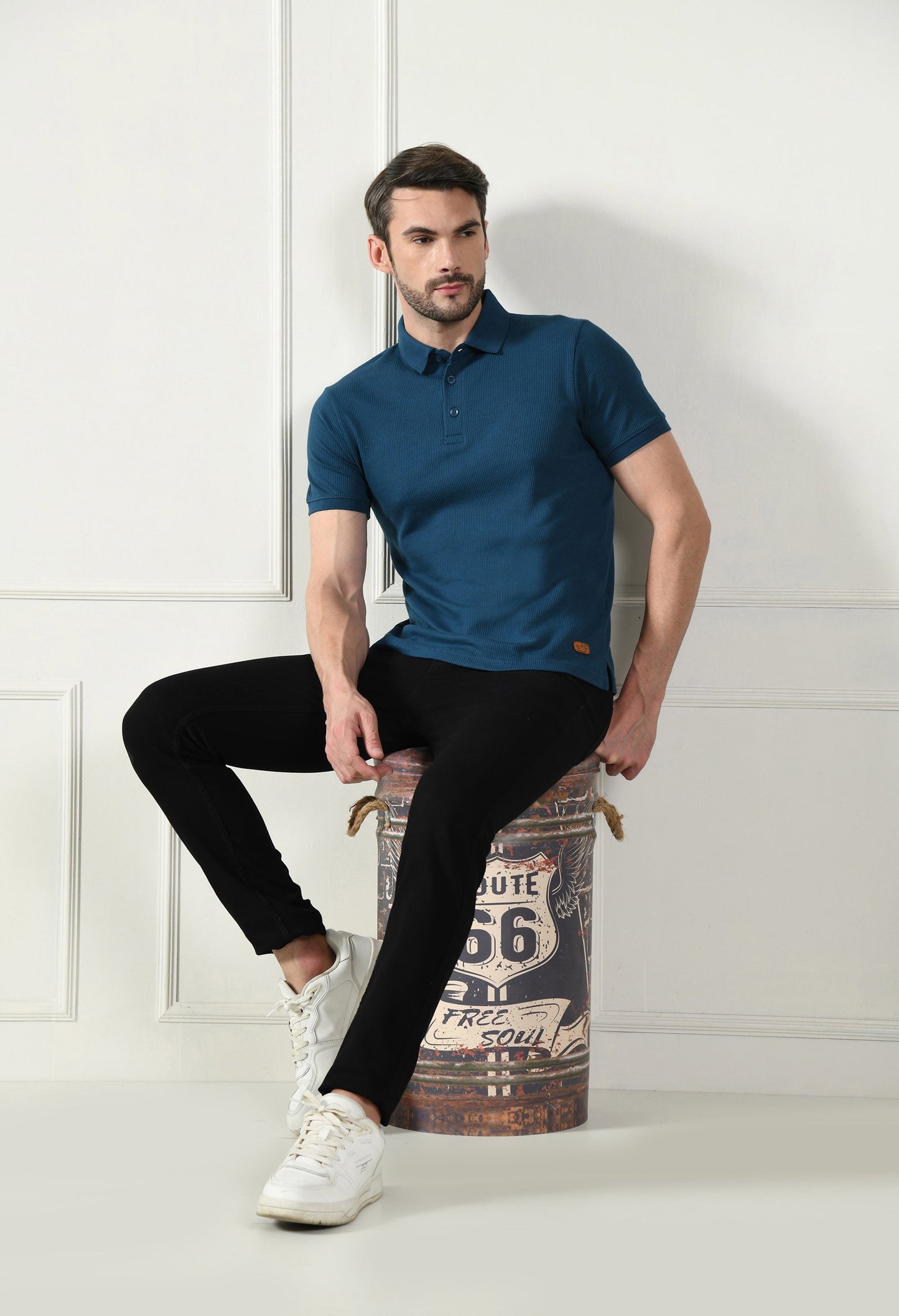 Arbour Men Polo Neck Solid Plain Half Sleeves T-Shirt