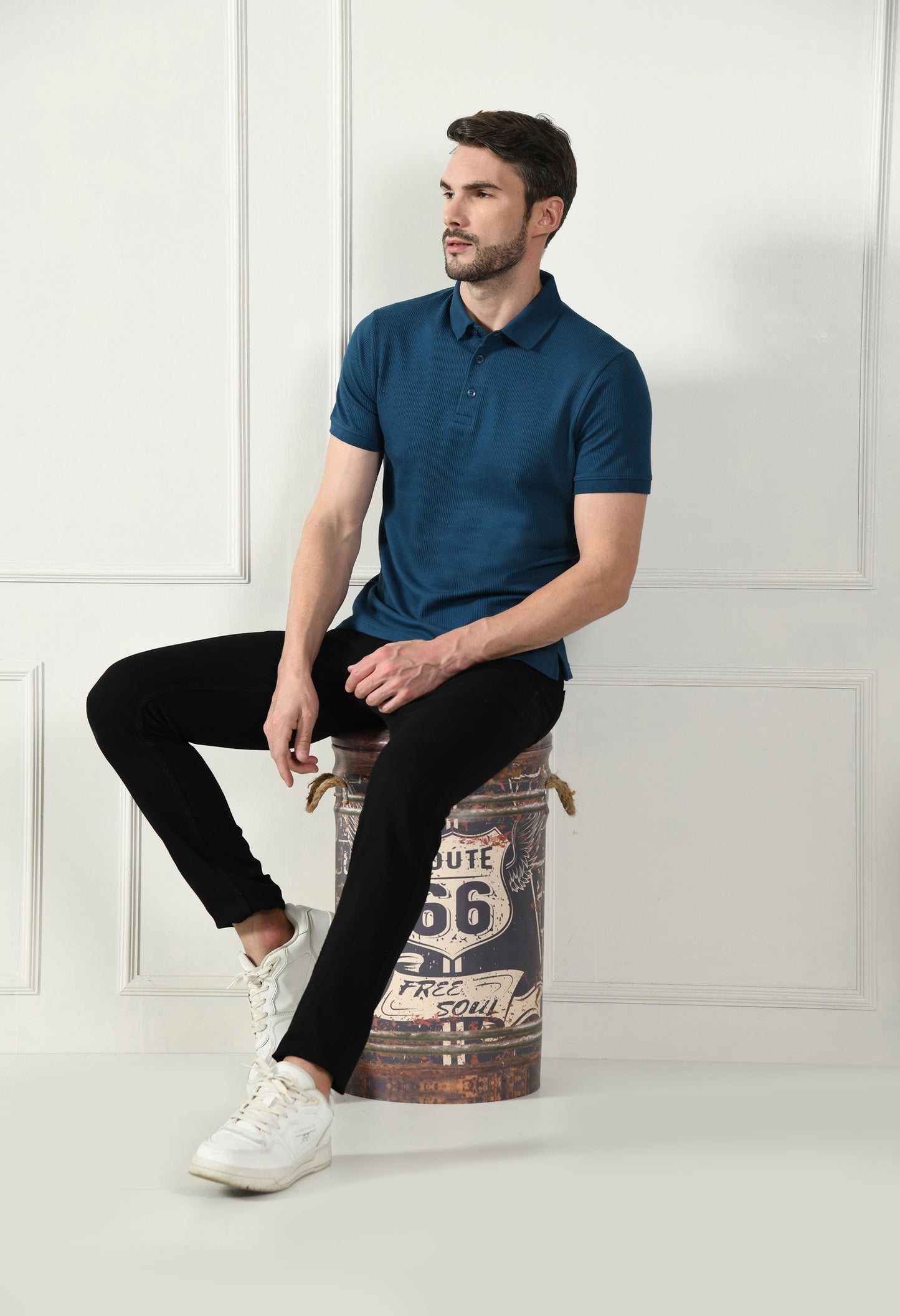 Arbour Men Polo Neck Solid Plain Half Sleeves T-Shirt