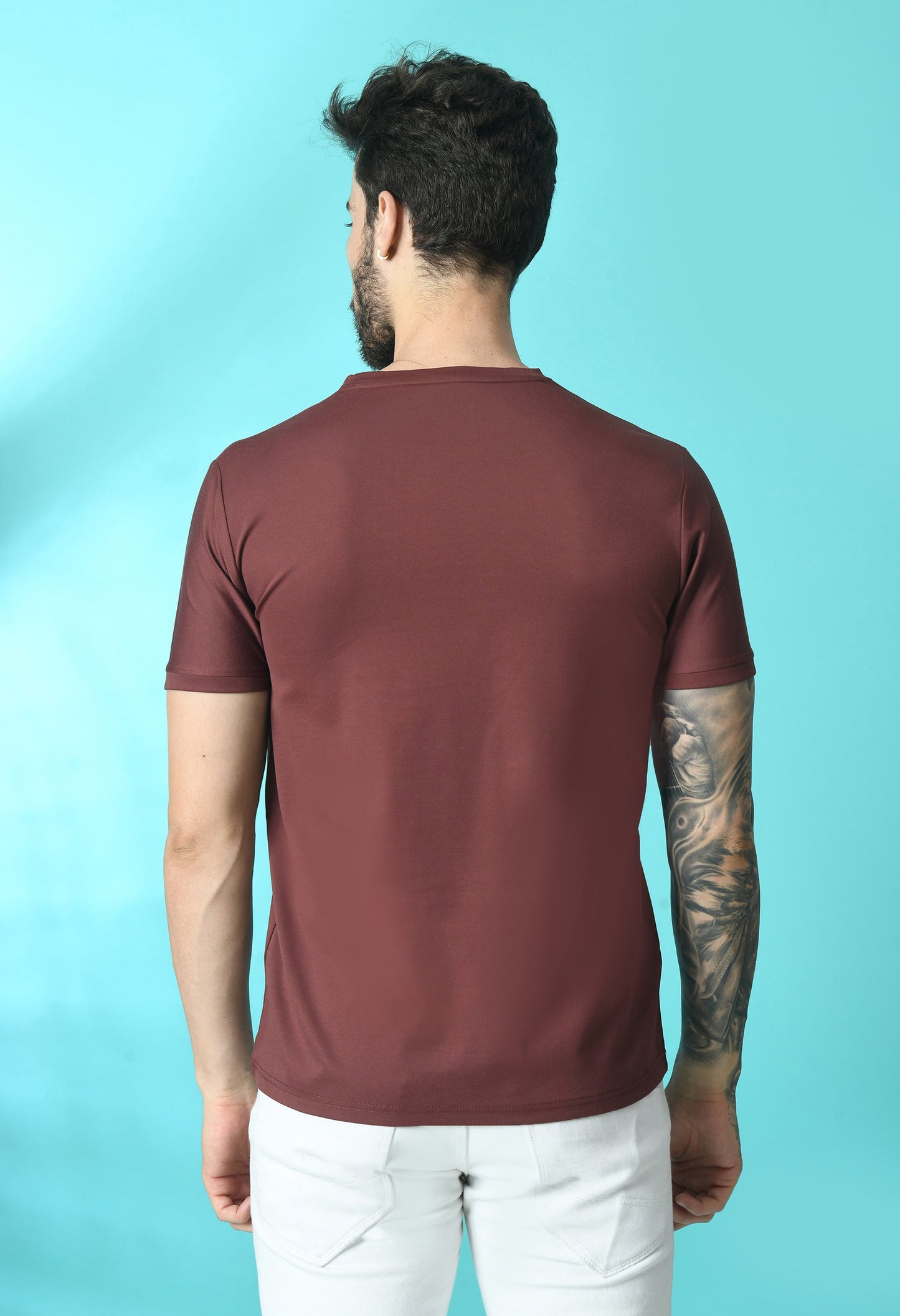 Arbour Men Round Neck Slim Fit Solid Half Sleeves T-Shirt