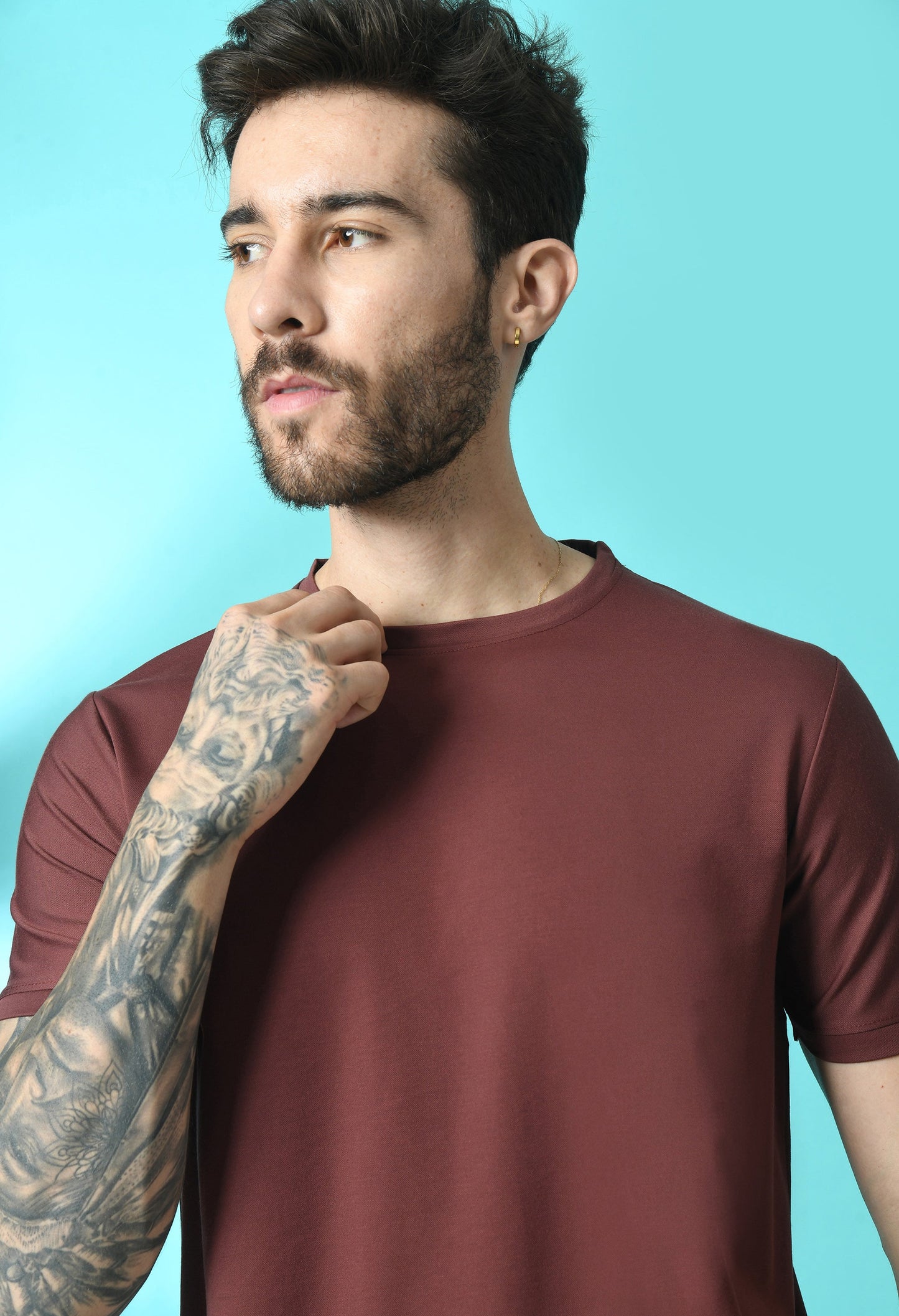 Arbour Men Round Neck Slim Fit Solid Half Sleeves T-Shirt