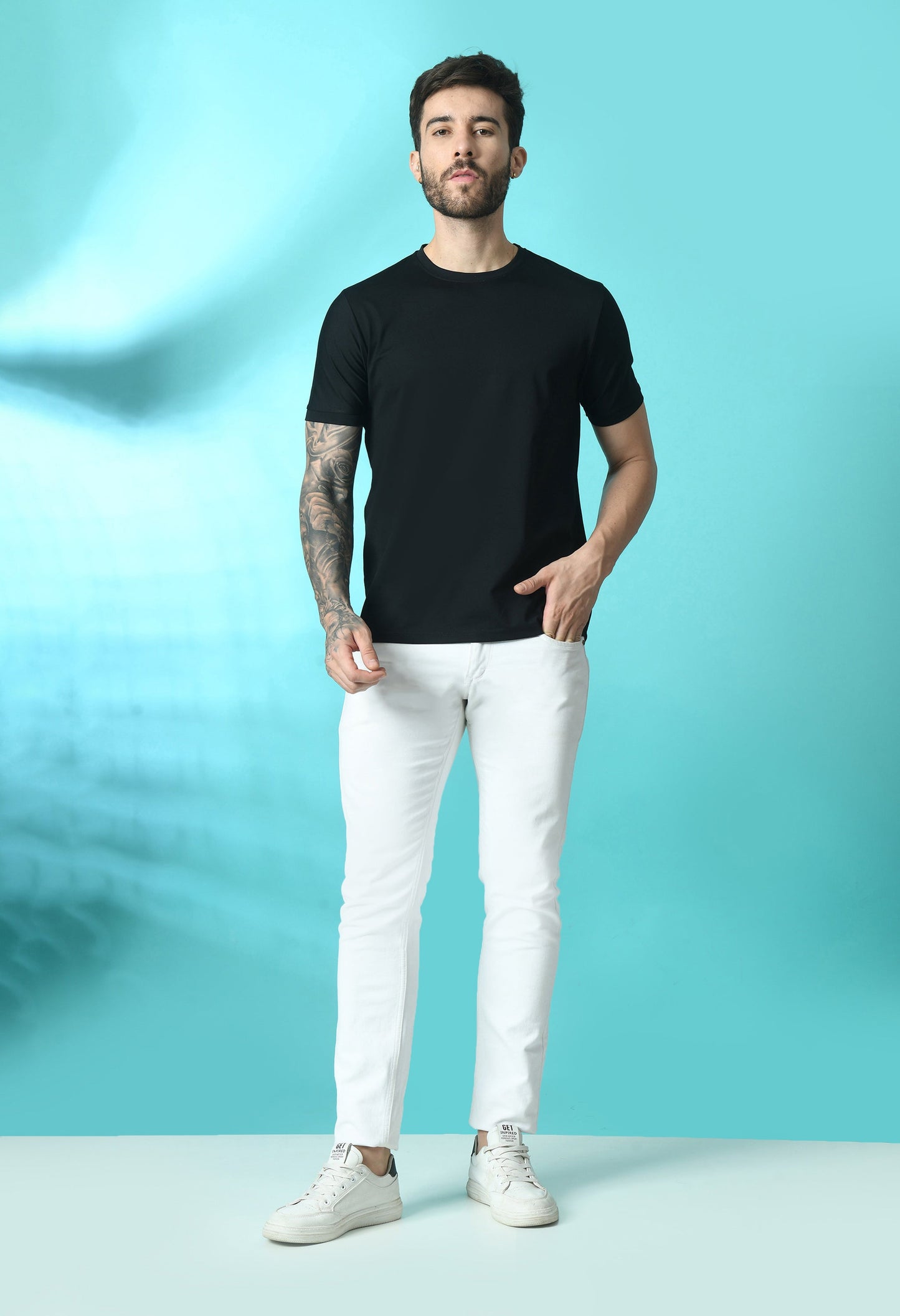 Arbour Men Round Neck Slim Fit Solid Half Sleeves T-Shirt