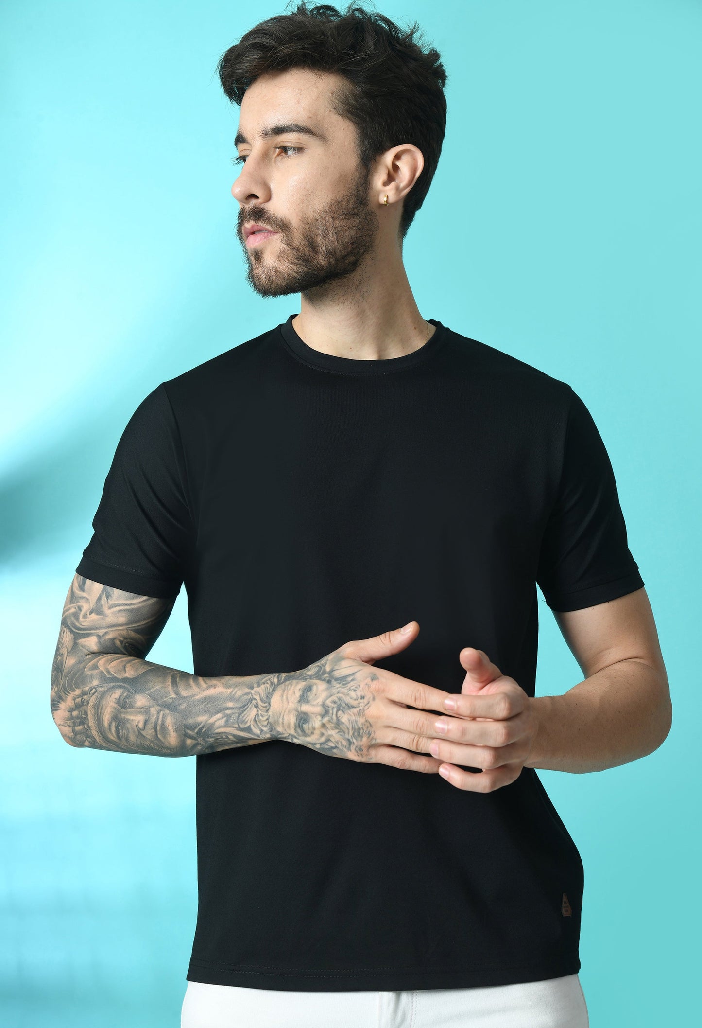 Arbour Men Round Neck Slim Fit Solid Half Sleeves T-Shirt