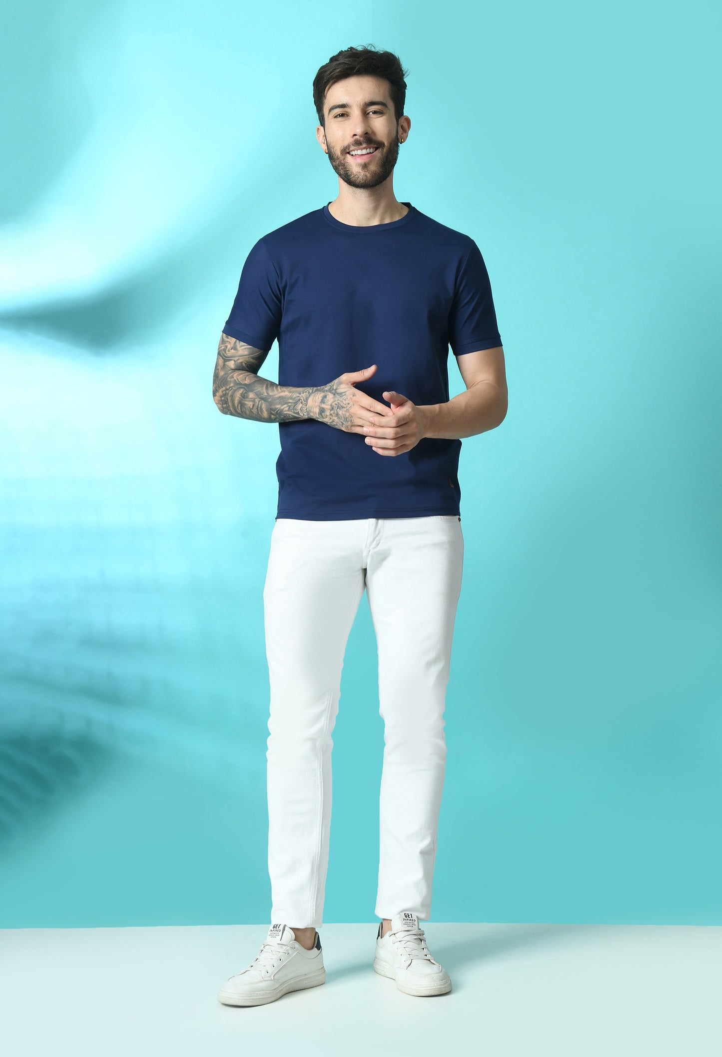 Arbour Men Round Neck Slim Fit Solid Half Sleeves T-Shirt