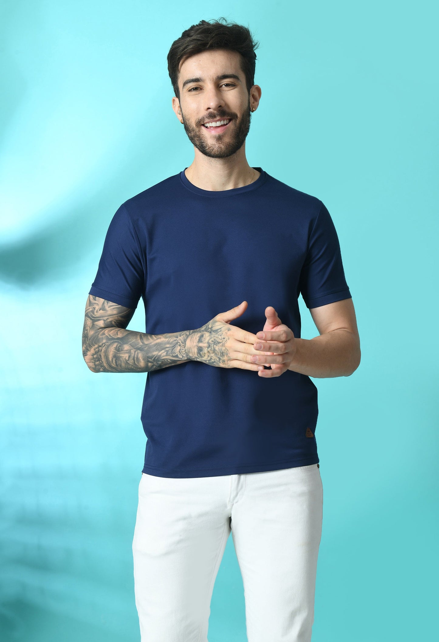 Arbour Men Round Neck Slim Fit Solid Half Sleeves T-Shirt