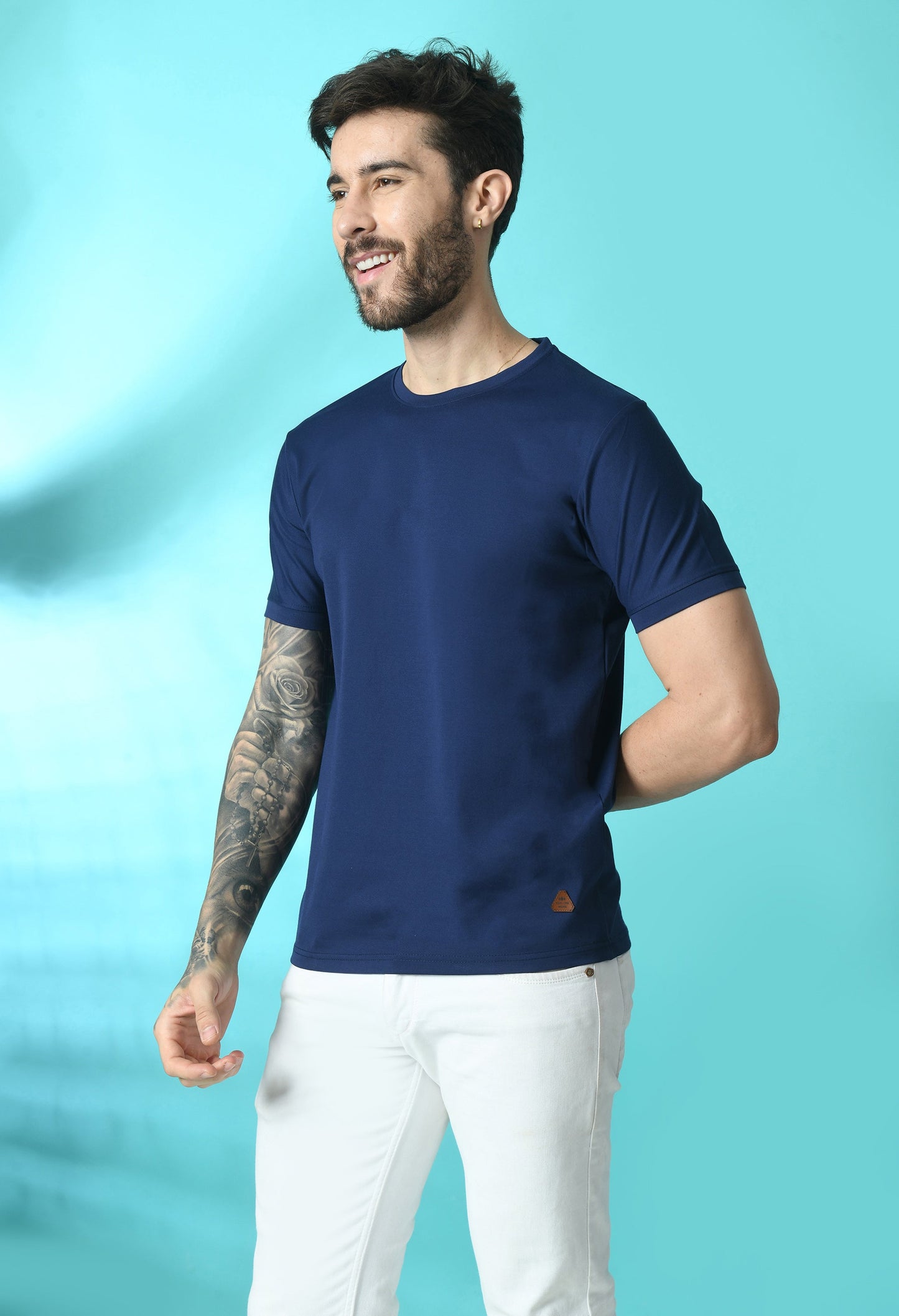 Arbour Men Round Neck Slim Fit Solid Half Sleeves T-Shirt