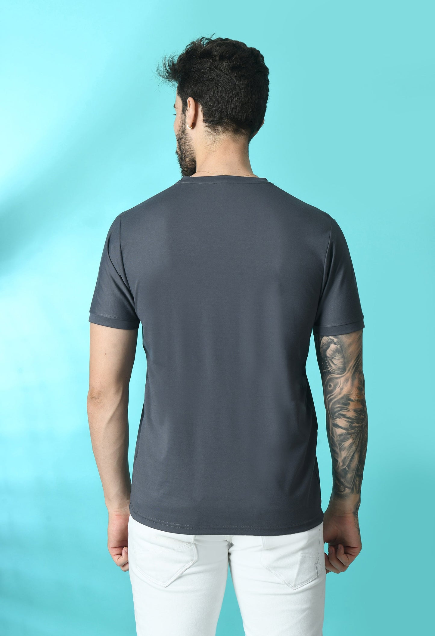 Arbour Men Round Neck Slim Fit Solid Half Sleeves T-Shirt