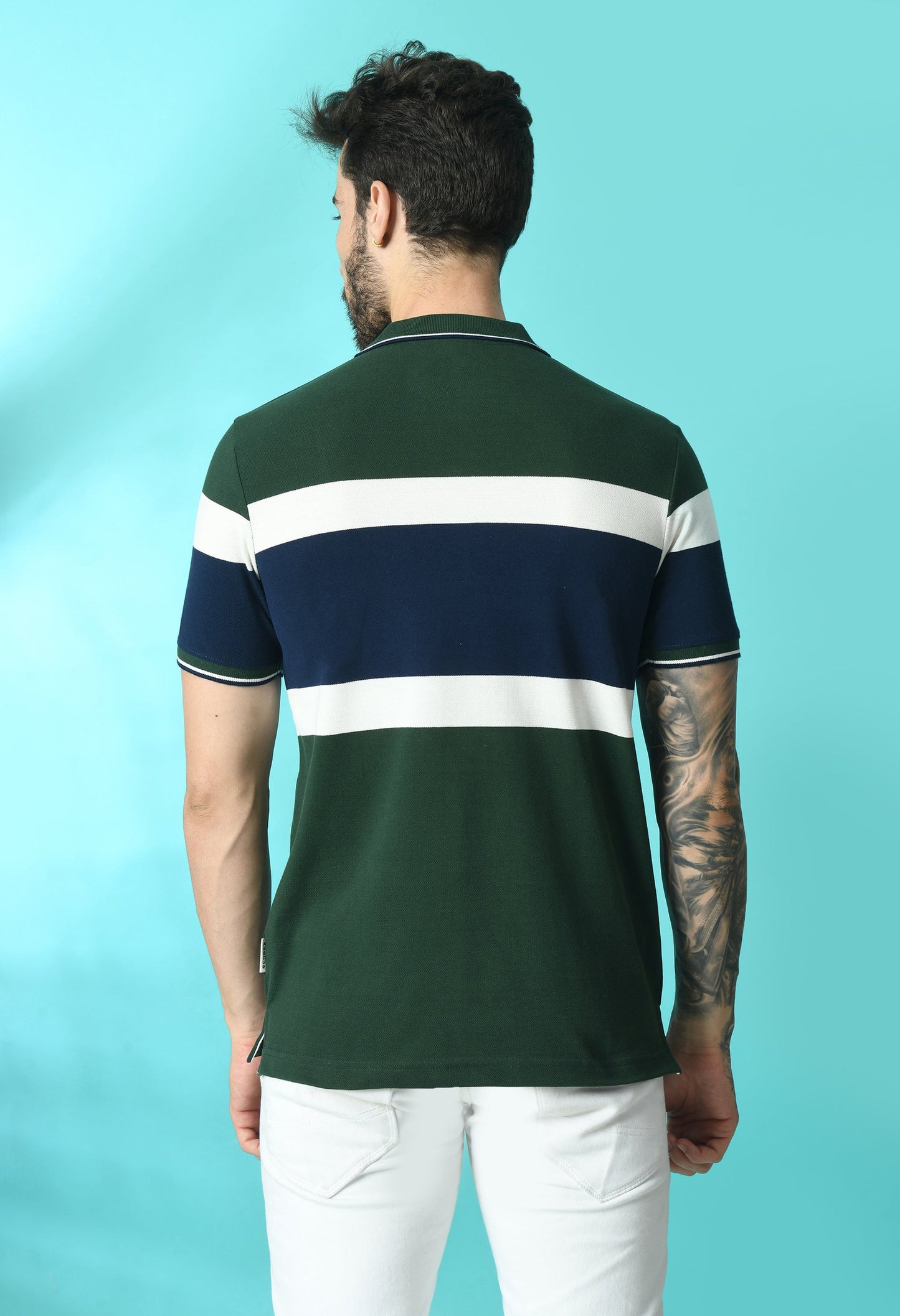 Arbour Men Polo Neck Stripes Slim Fit half Sleeves T-Shirt