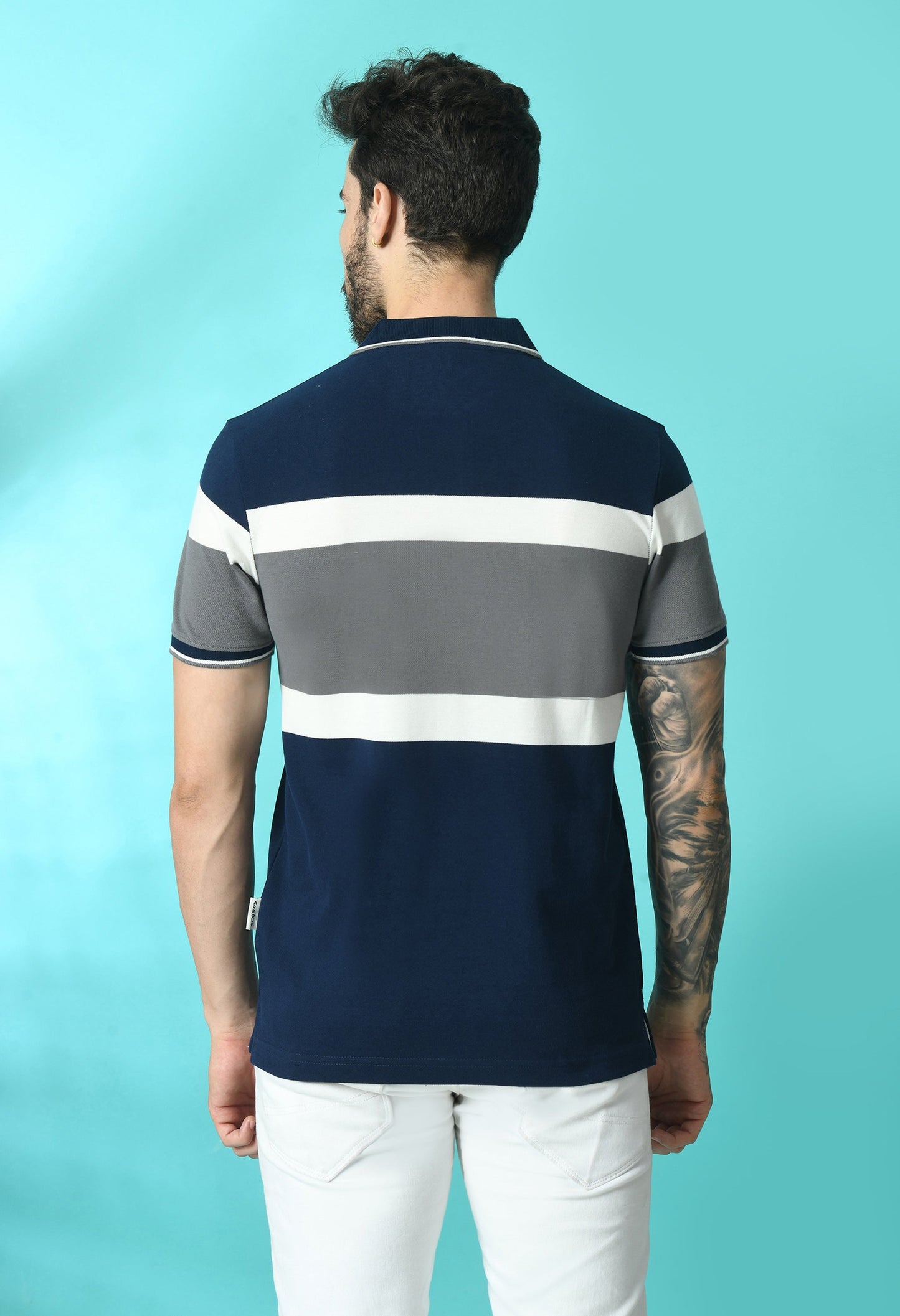 Arbour Men Polo Neck Stripes Slim Fit half Sleeves T-Shirt