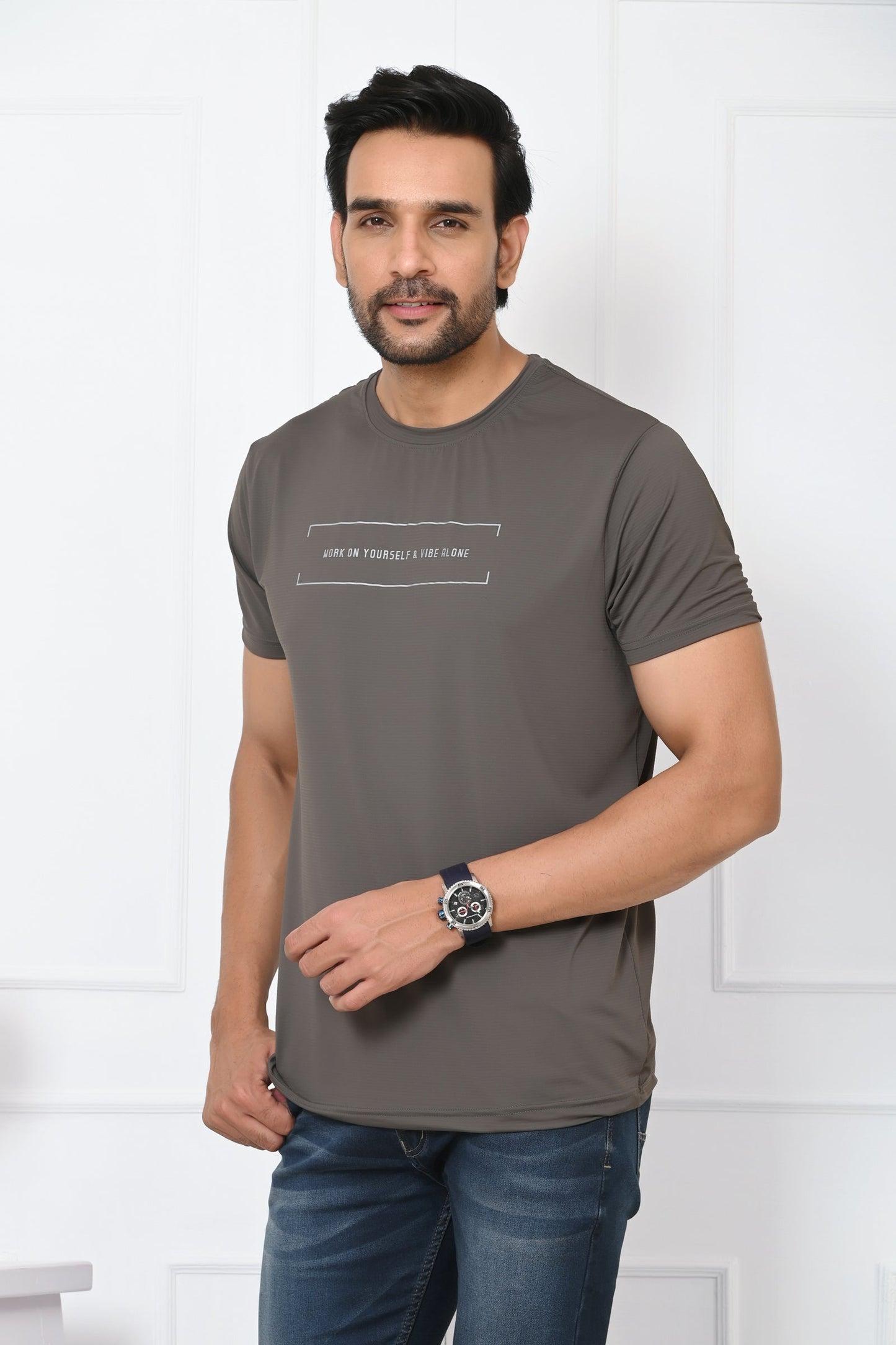 Arbour Men Round Neck Slim Fit Half Sleeves T-Shirt