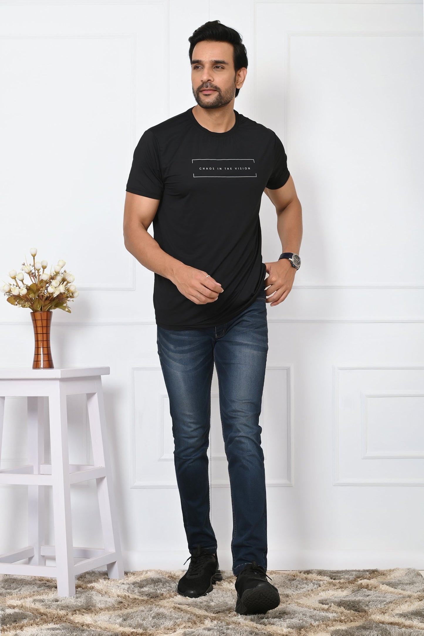 Arbour Men Round Neck Slim Fit Half Sleeves T-Shirt