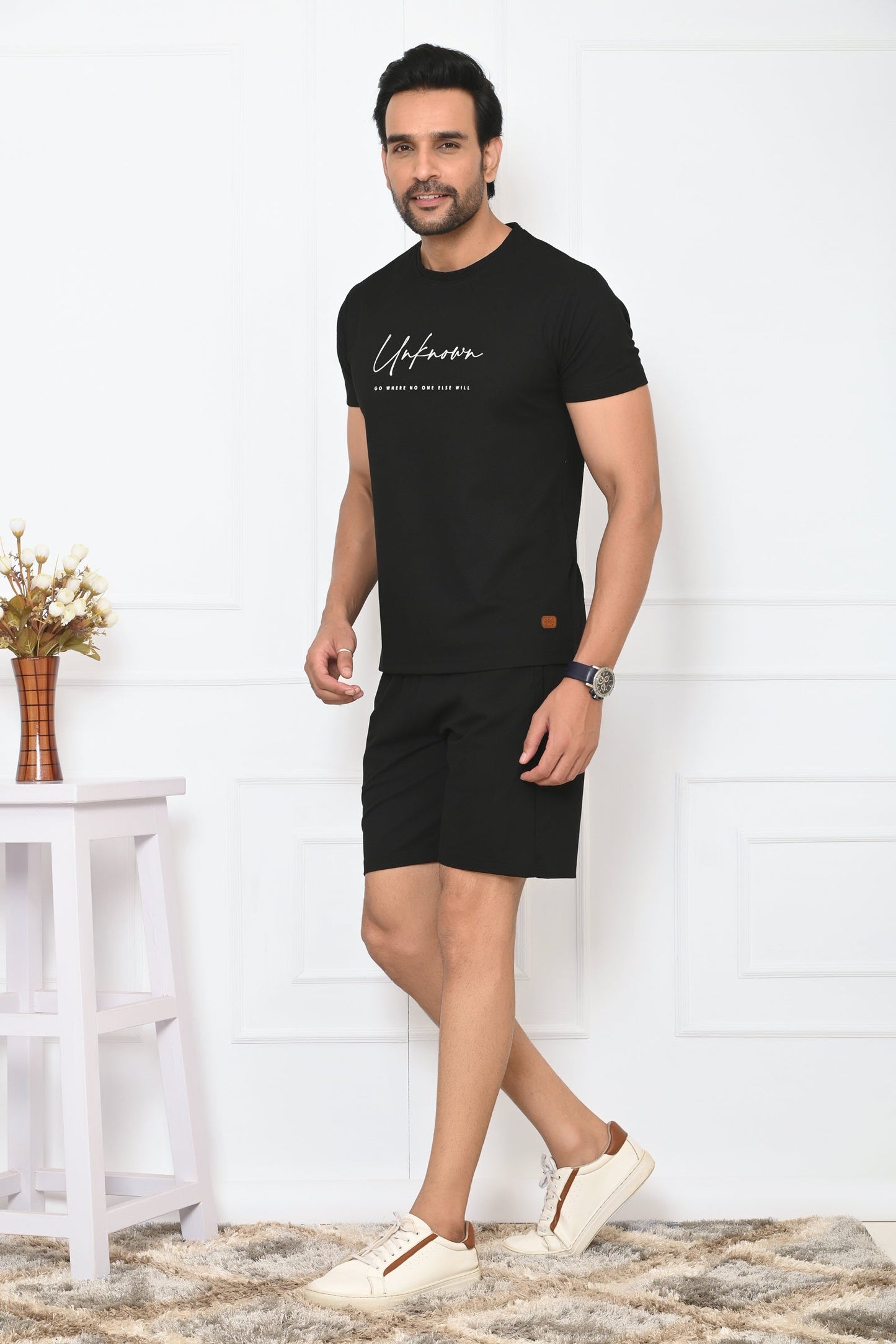 Arbour Men Chest Print Slim Fit Co-Ord Set