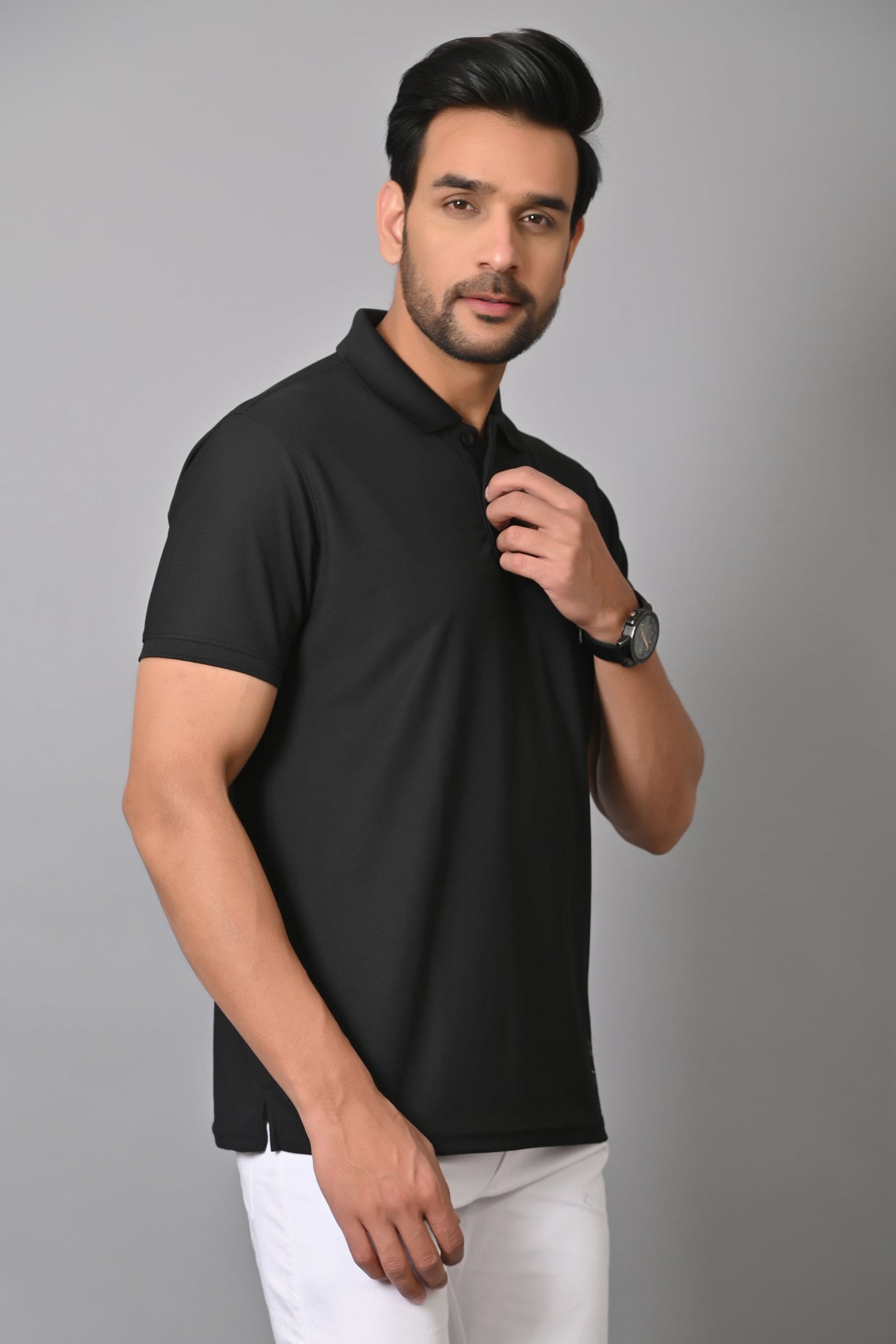 Arbour Men Polo Neck Solid Half Sleeves T-Shirt