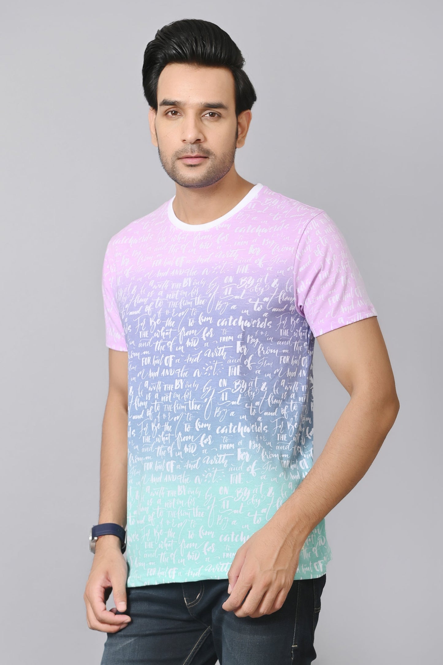 Arbour Men Printed Round Neck Cotton Blend Multicolor T-Shirt