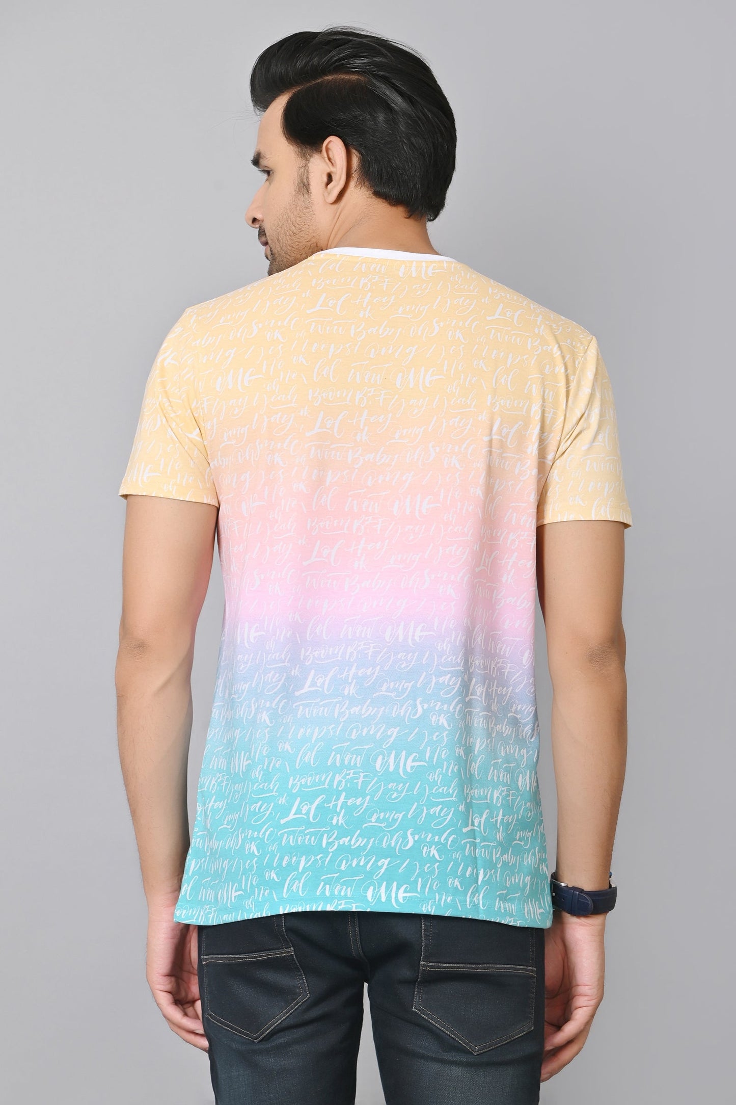 Arbour Men Printed Round Neck Cotton Blend Multicolor T-Shirt