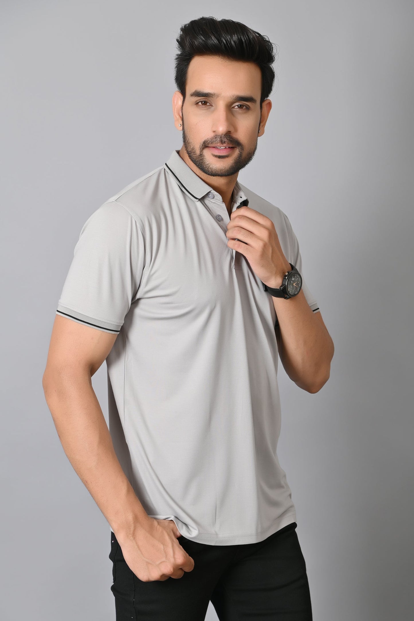 Arbour Men Polo Neck Solid Half Sleeves T-Shirt