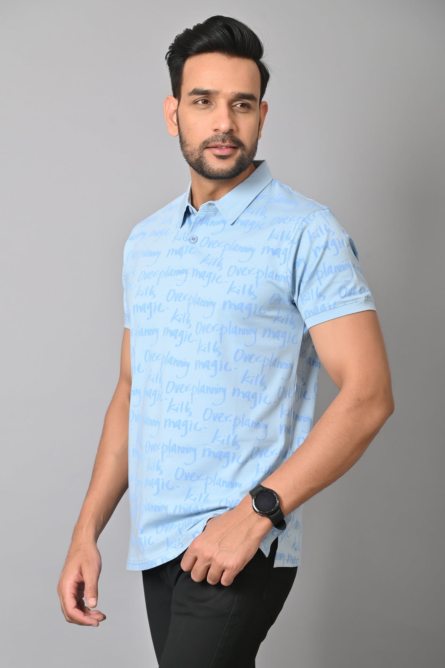 Arbour Men Allover Printed Polo Neck T-Shirt