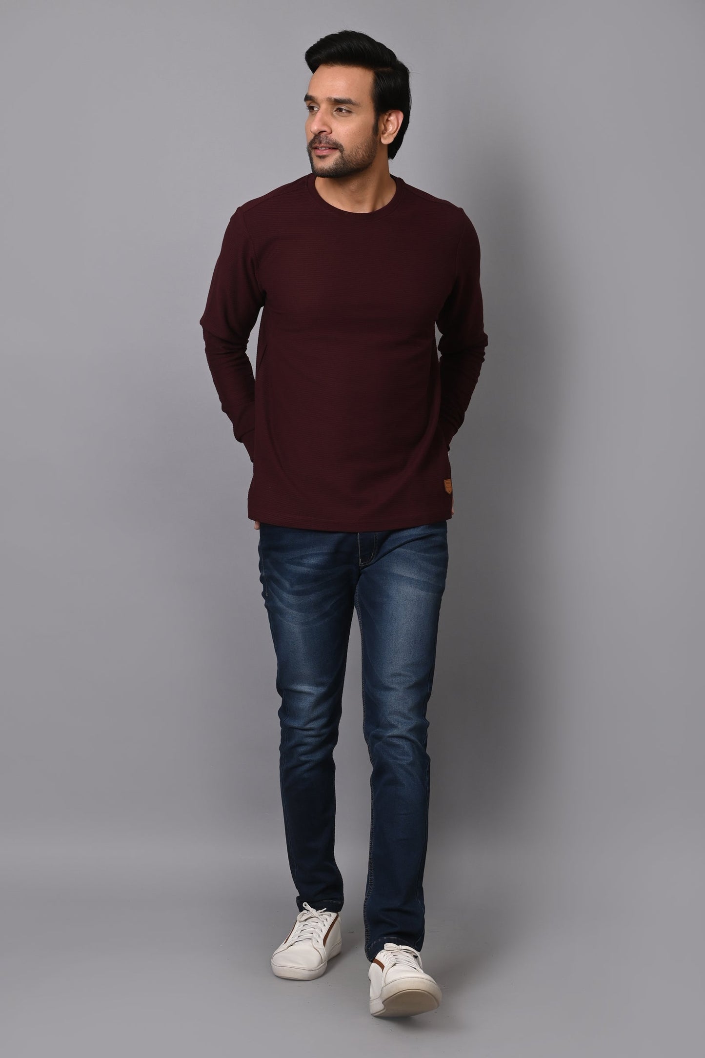 Arbour Men Round Neck Slim Fit Full Sleeves T-Shirt