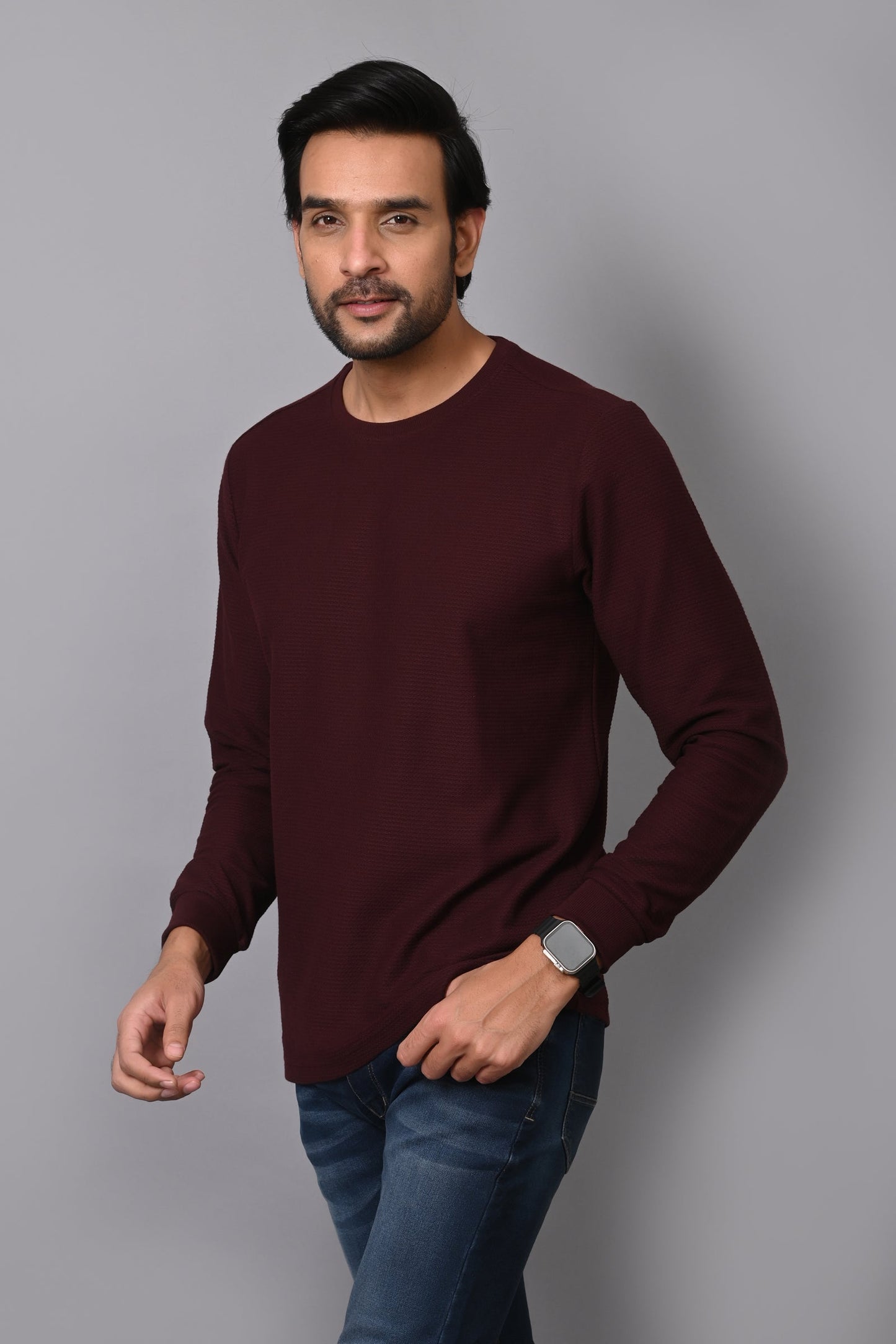 Arbour Men Round Neck Slim Fit Full Sleeves T-Shirt