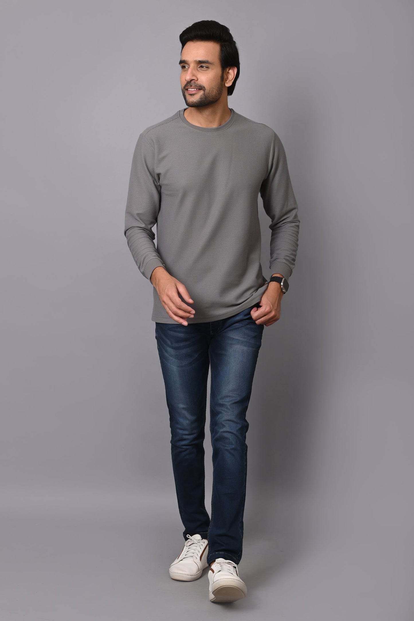 Arbour Men Round Neck Slim Fit Full Sleeves T-Shirt