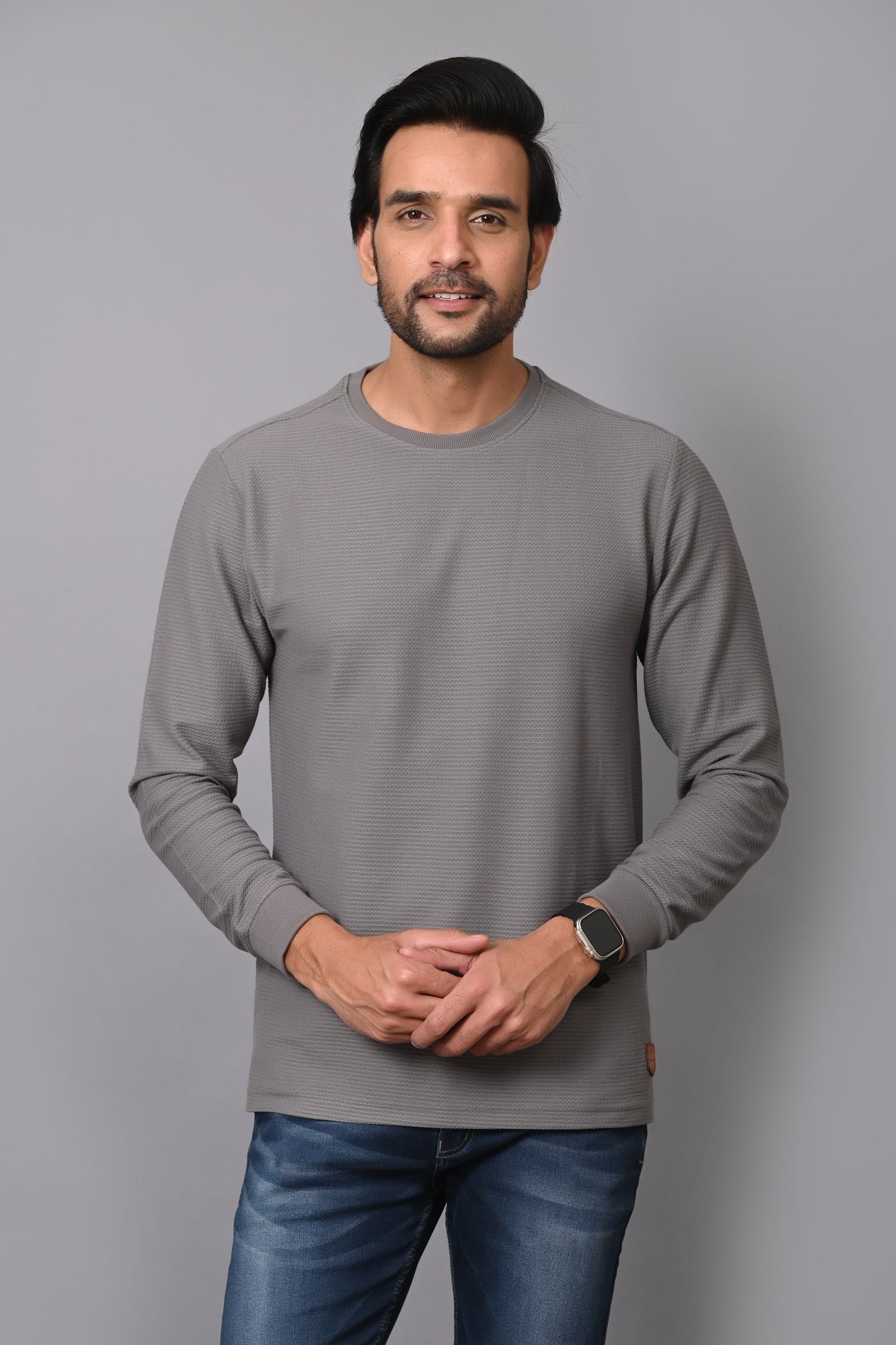 Arbour Men Round Neck Slim Fit Full Sleeves T-Shirt