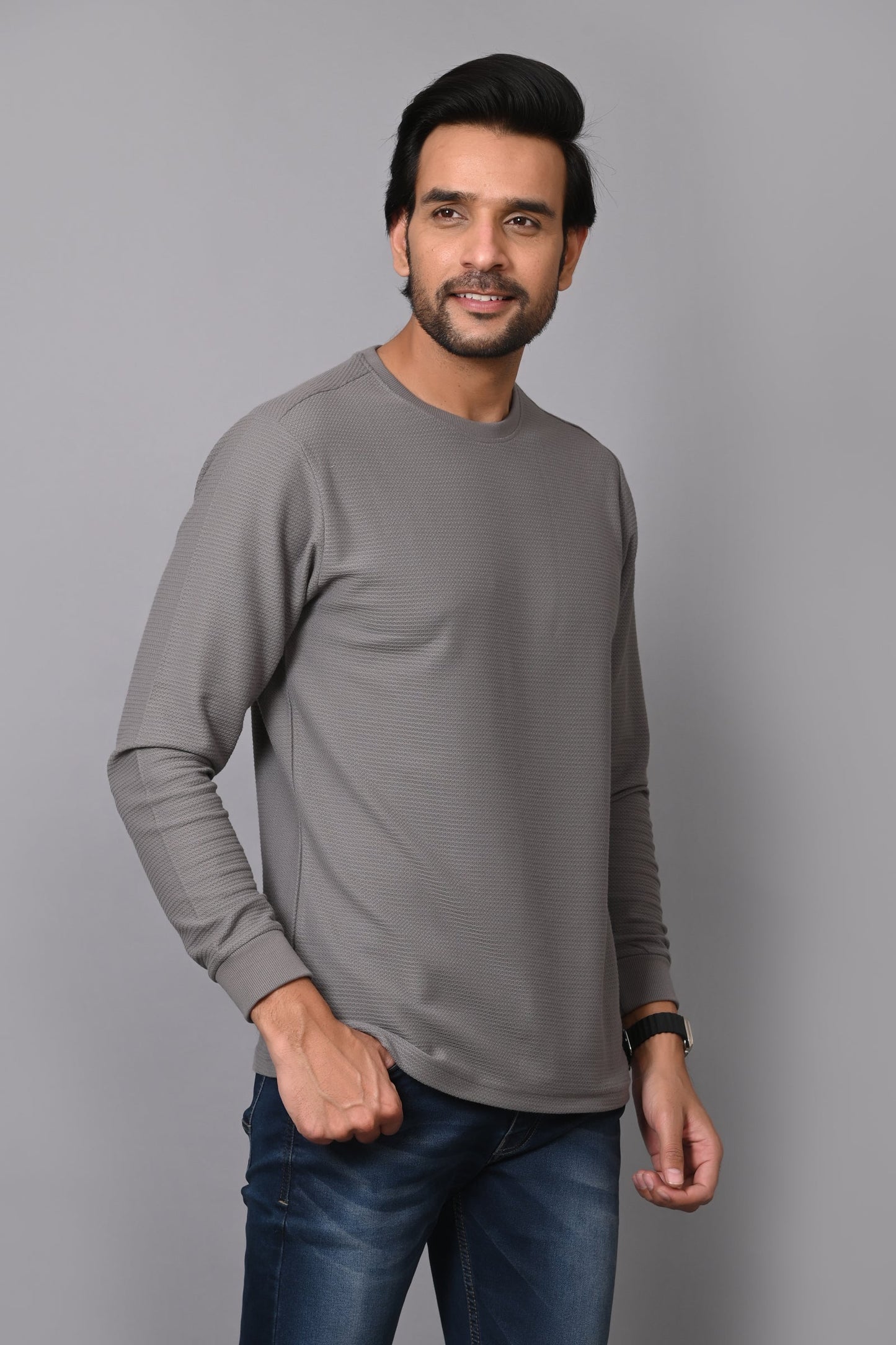 Arbour Men Round Neck Slim Fit Full Sleeves T-Shirt