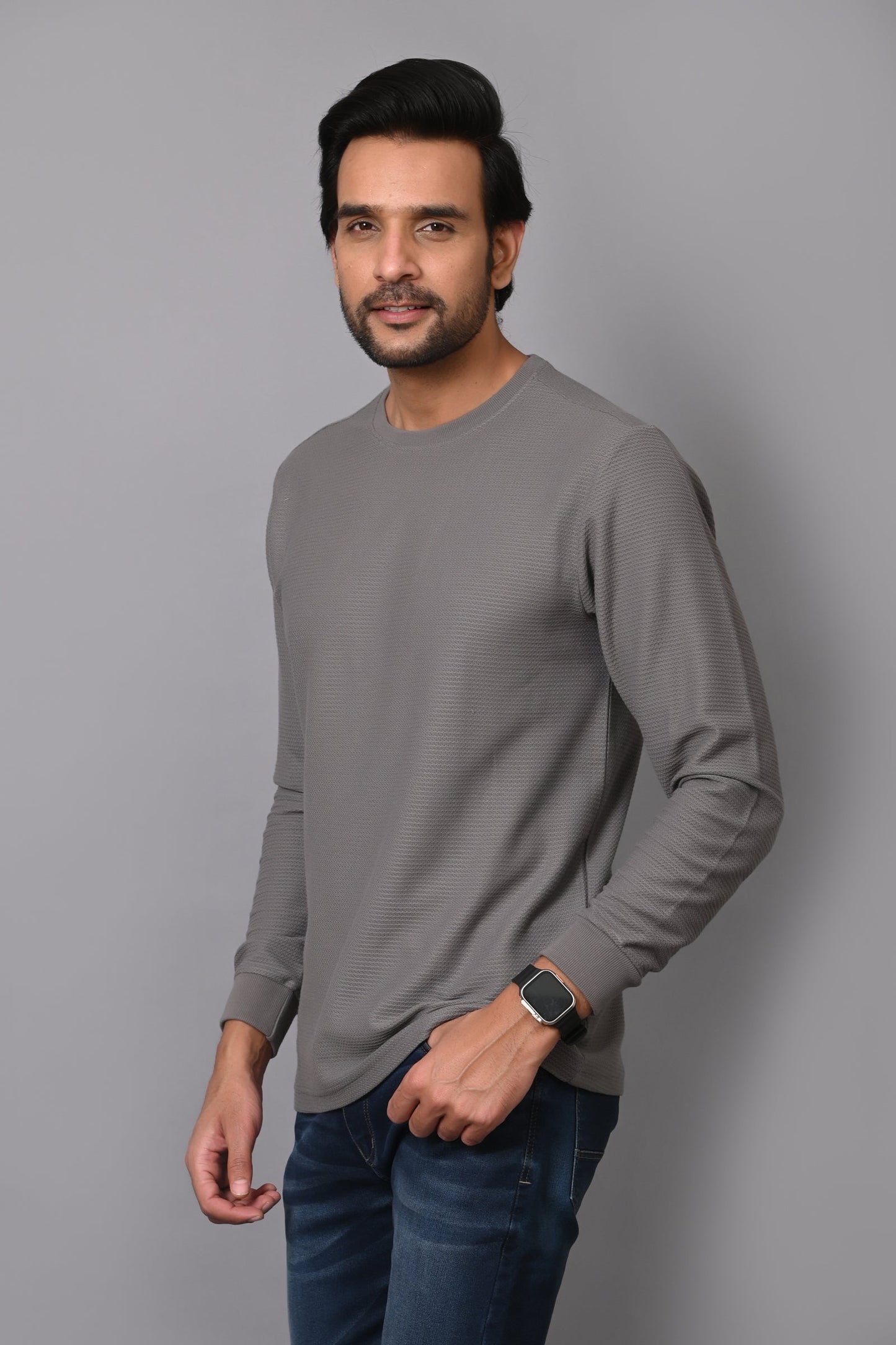 Arbour Men Round Neck Slim Fit Full Sleeves T-Shirt