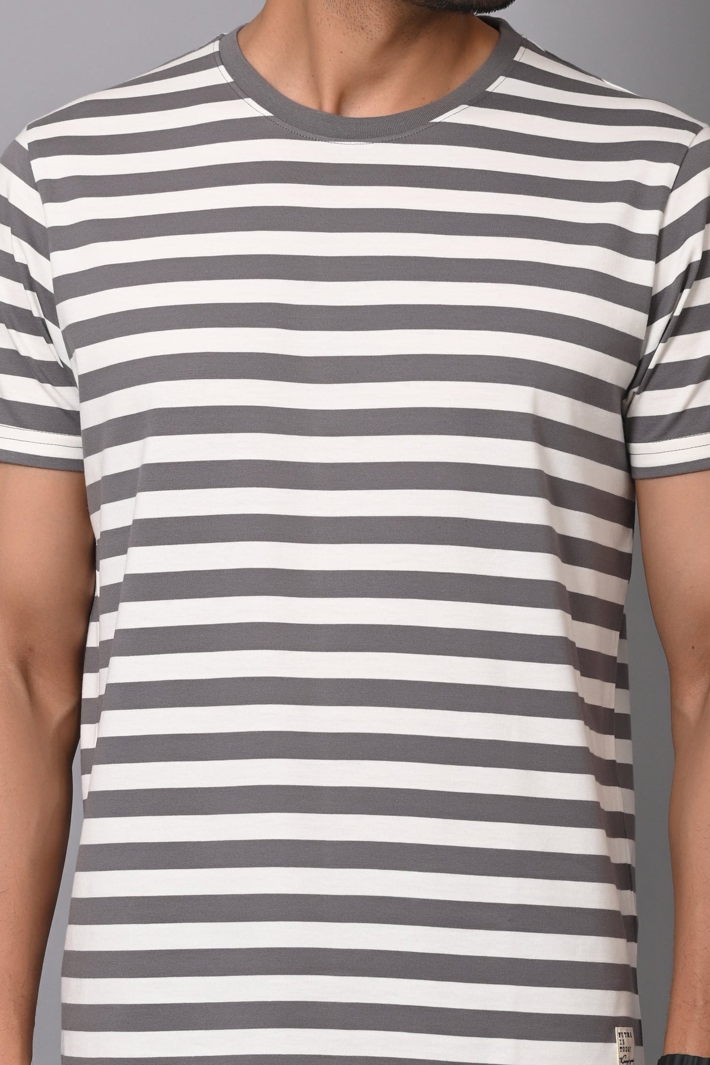 Arbour Men Round Neck Stripes Half Sleeves T-Shirt