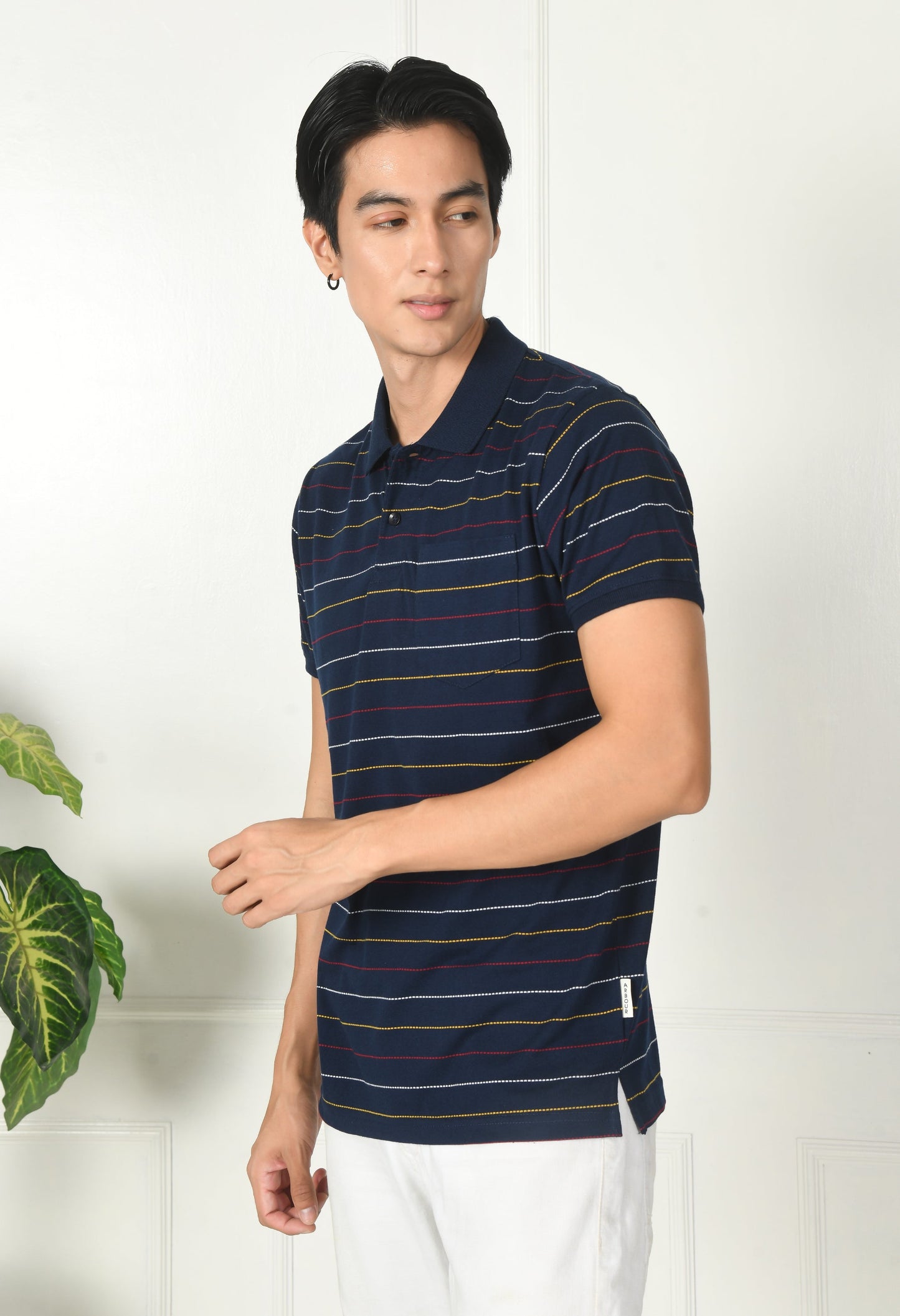 Arbour Men Polo Neck Stripes Pocket Half sleeves T-Shirt