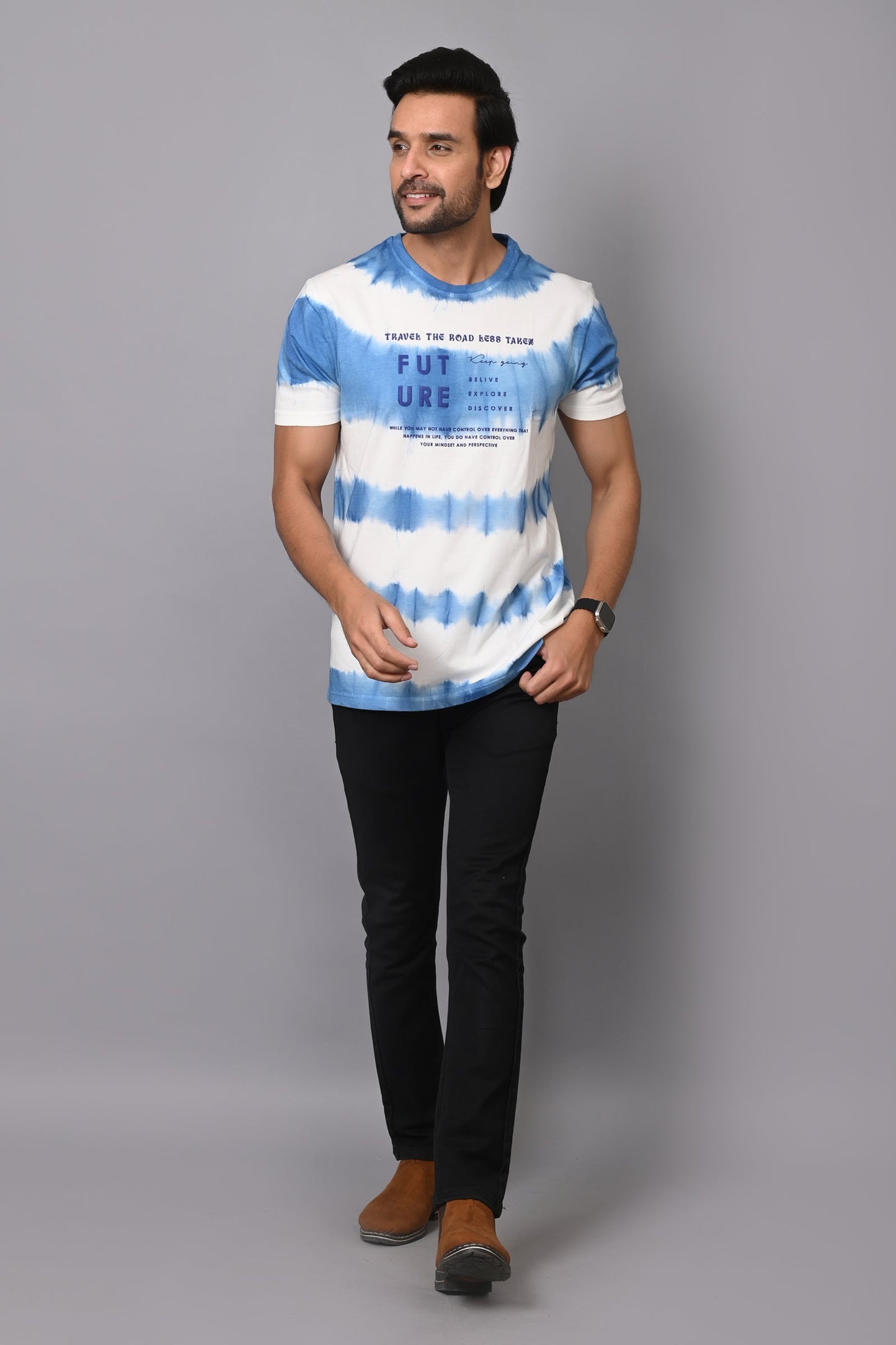 Arbour Men Printed Round Neck Cotton Blend Multicolor T-Shirt