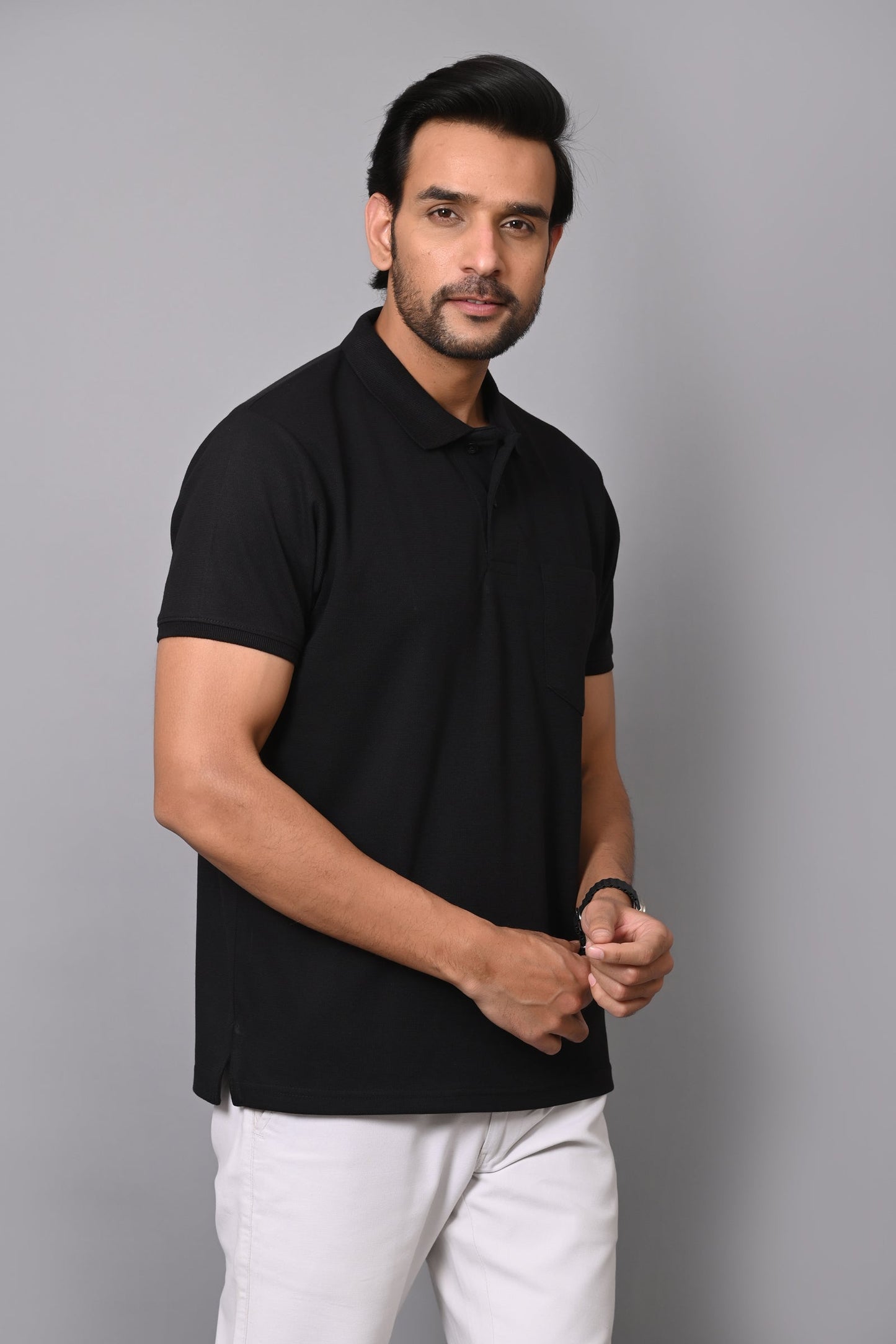 Arbour Men Polo Neck Pocket Cotton Half Sleeves T-Shirt