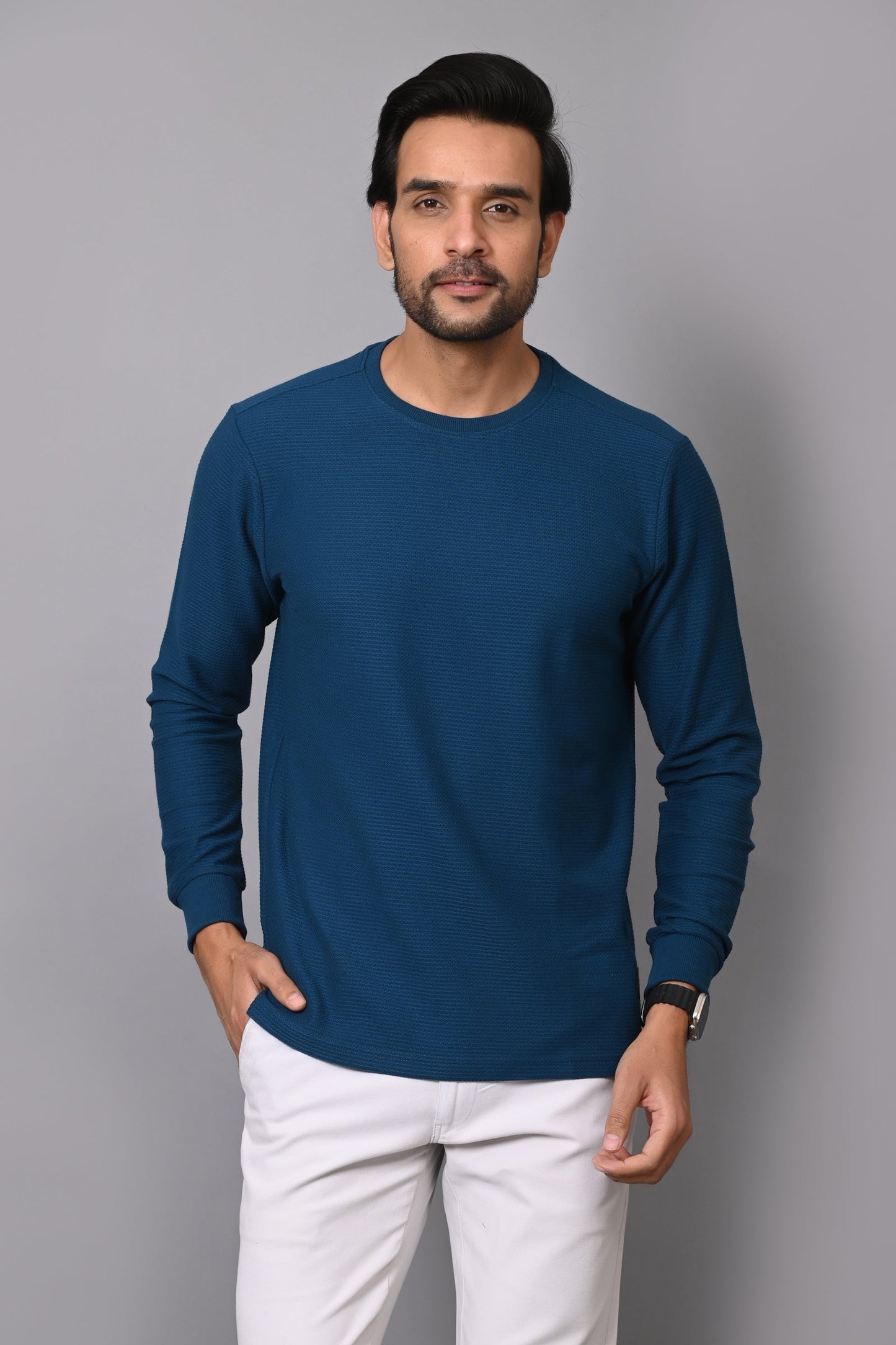 Arbour Men Round Neck Slim Fit Full Sleeves T-Shirt