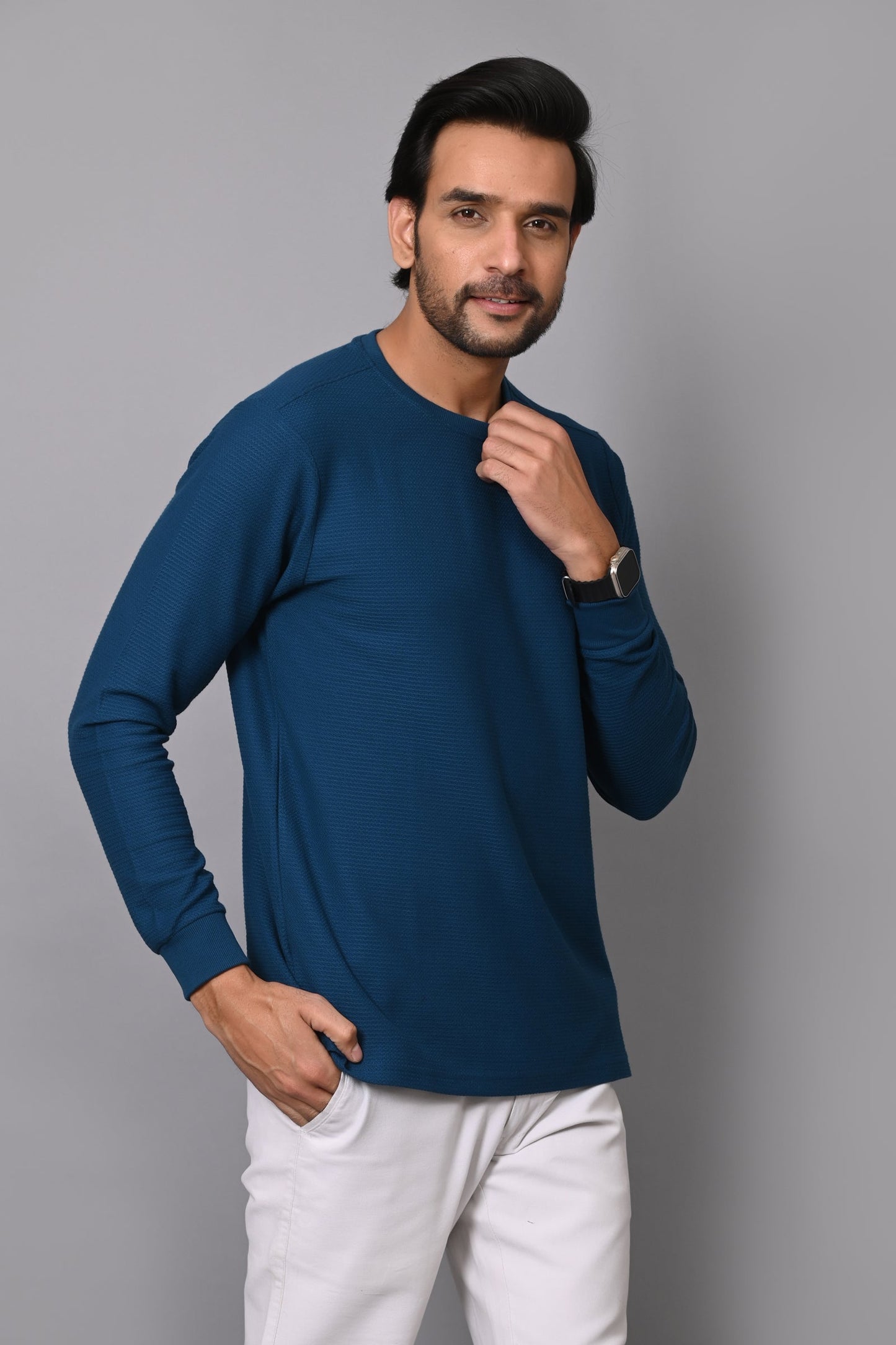 Arbour Men Round Neck Slim Fit Full Sleeves T-Shirt