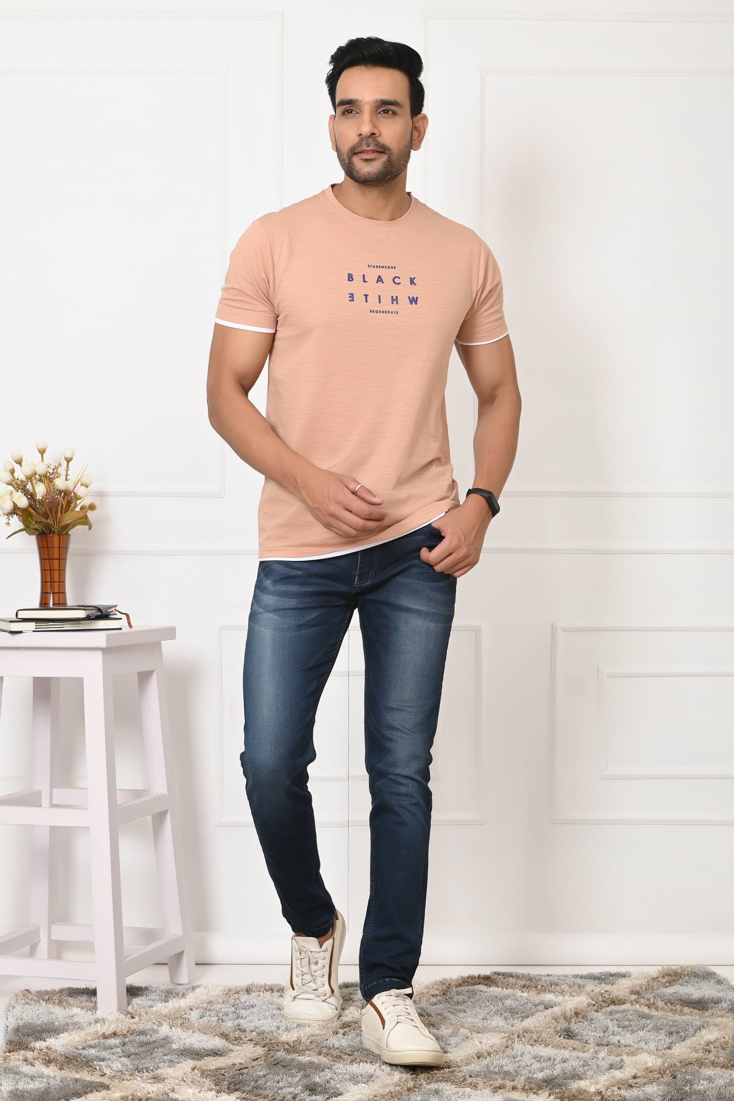 Arbour Men Round Neck Stylish Slim Fit T-Shirt